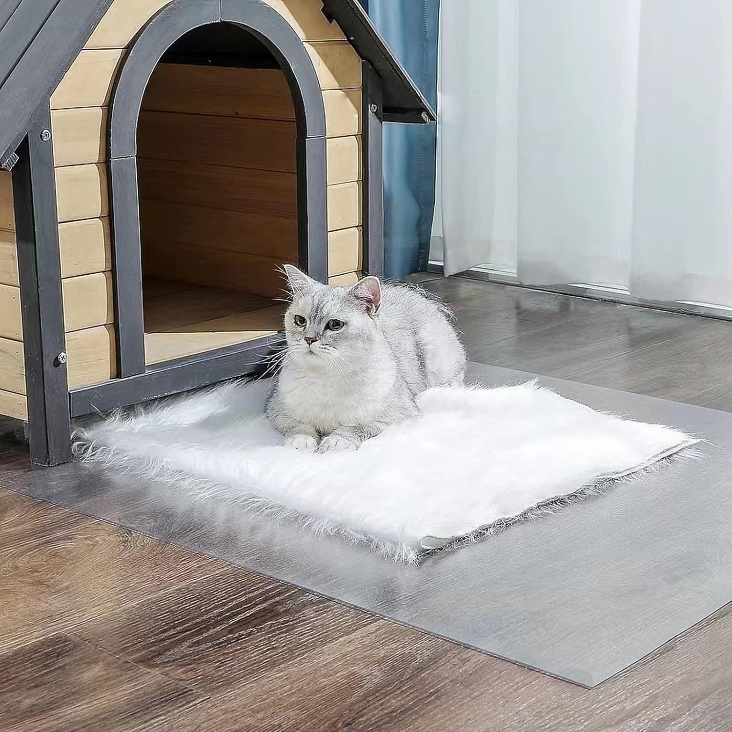 Clear Office Chair Mats, 0.06" Thick Transparent Heavy Duty Hard Chair Mat for Wood Floors, Rectangular Home Carpet Protector, Can Be Cut 39.4 x 98.4in/100cm x 250cm Clear