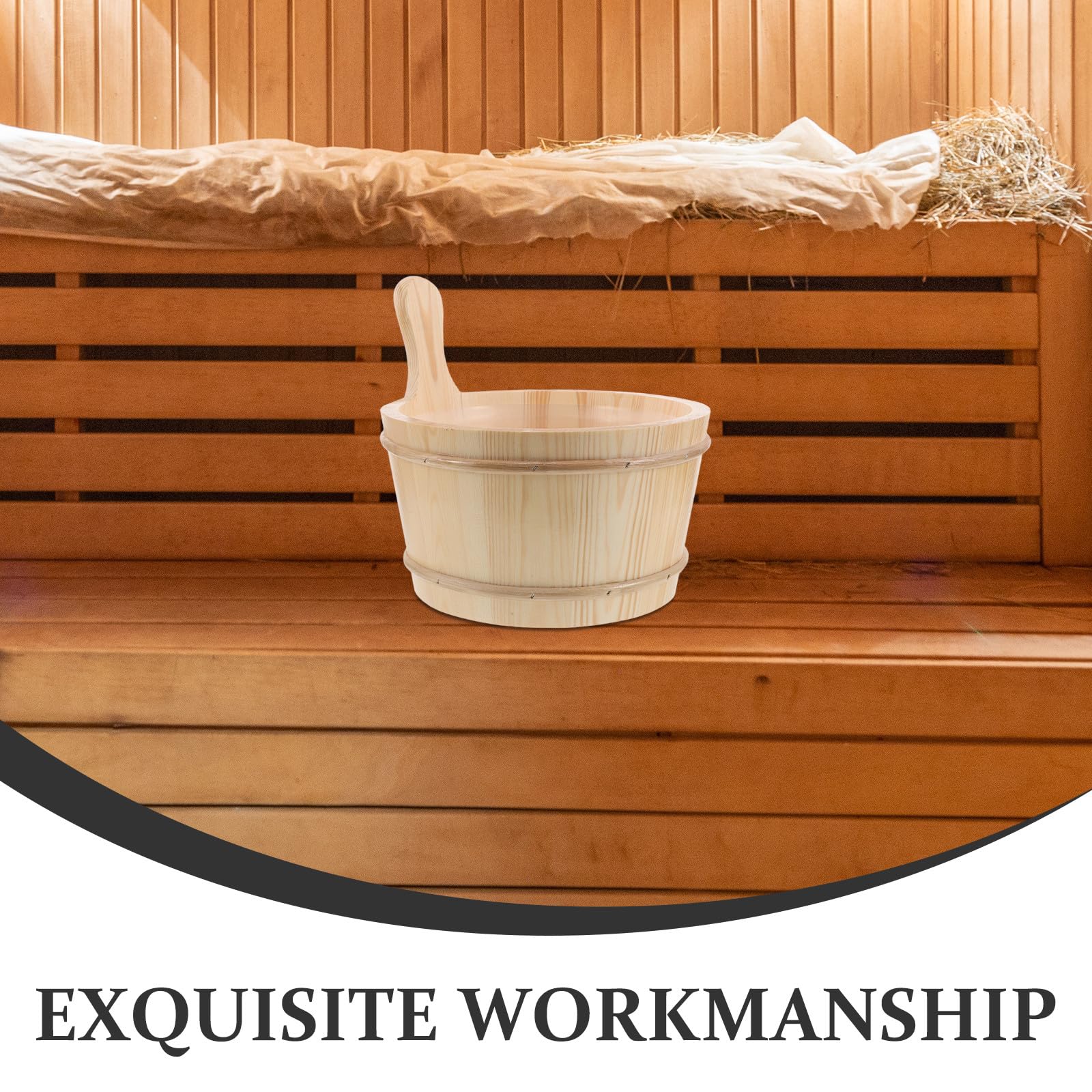 Toddmomy Secchio per Sauna in Legno da 4l con Rivestimento Plastico