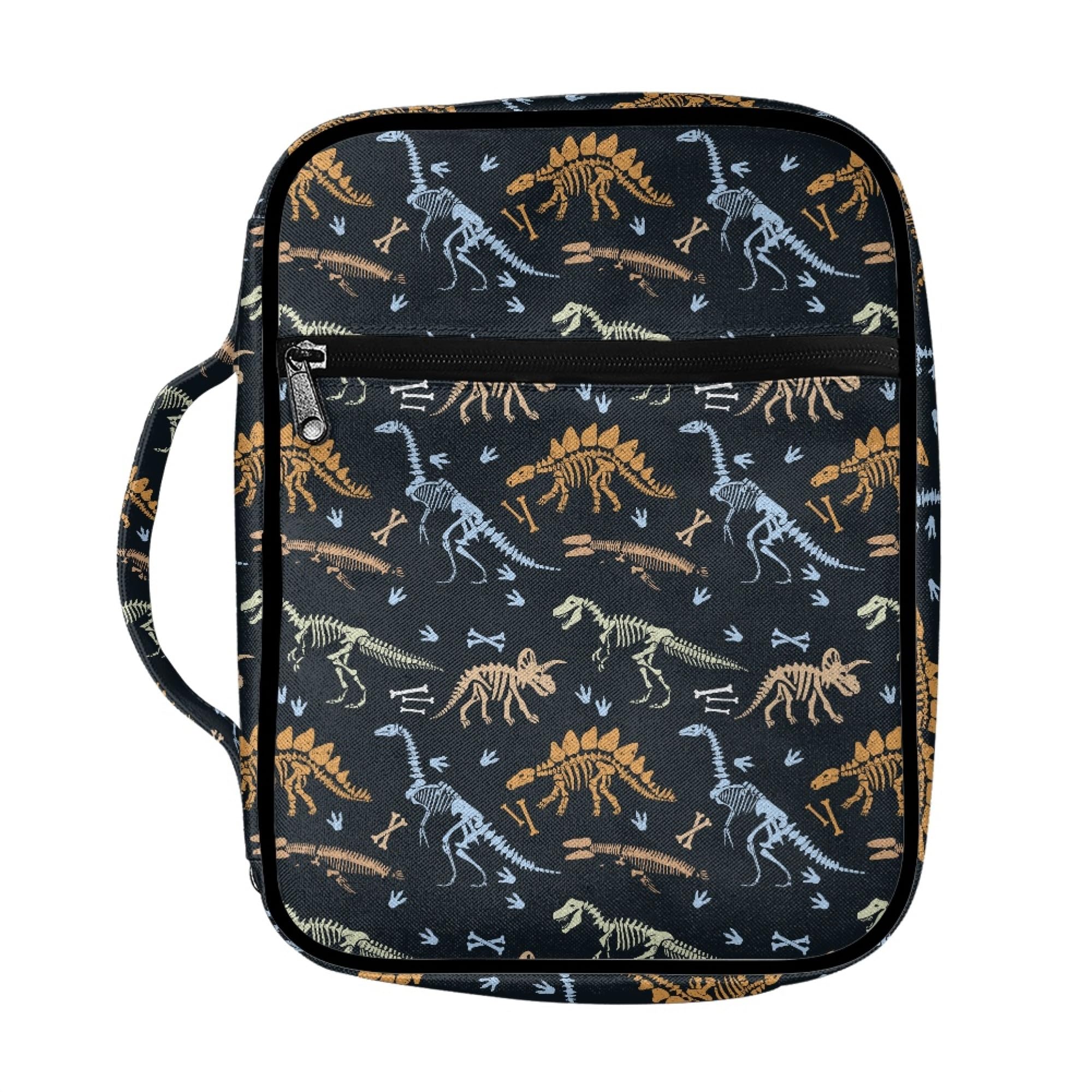 FDANDADE Dinosaur Bible Cover for Boys,Bible Tote with Zippered and Handle,Portable Carrying Book Case for Study Bible