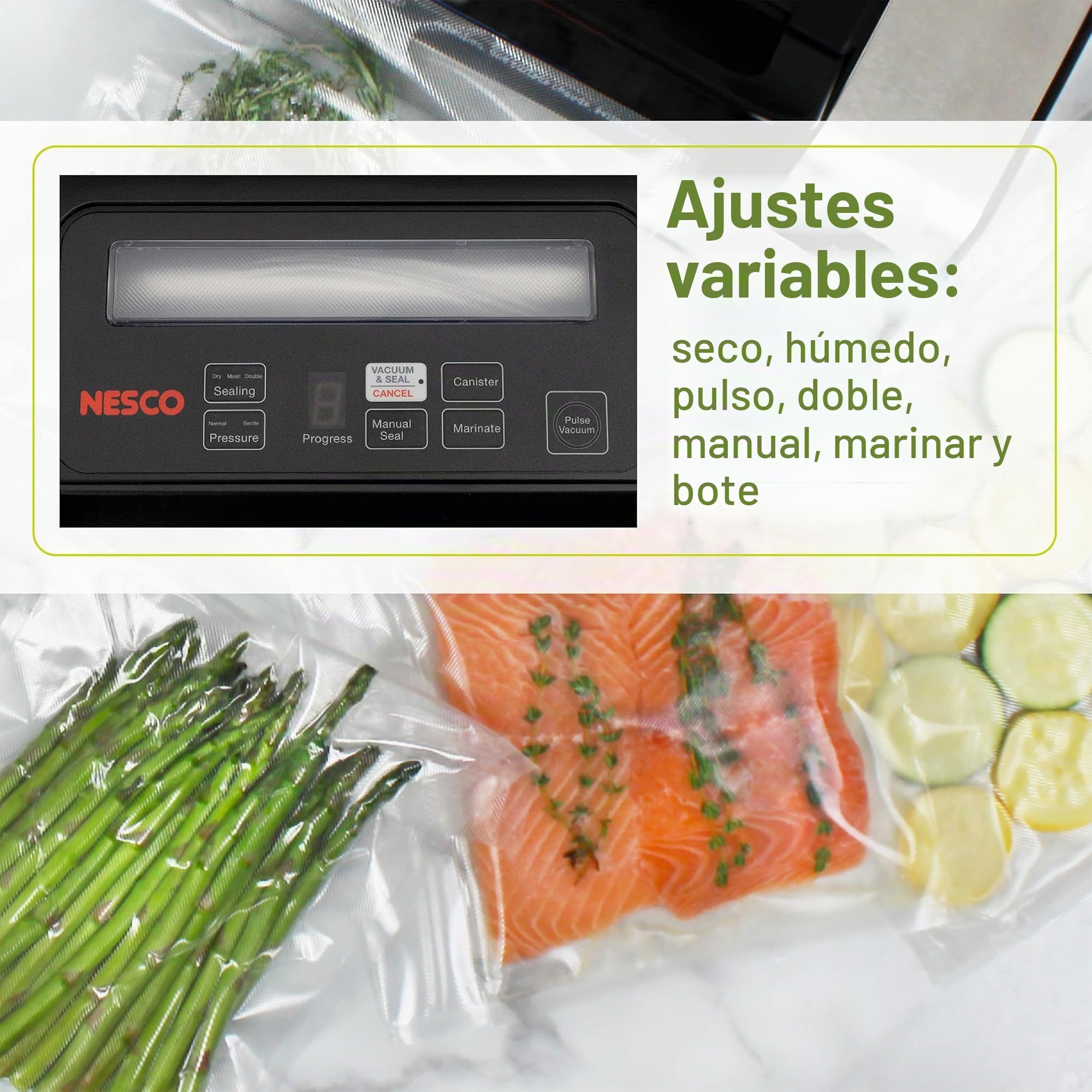 Nesco VS-12 sellador al vacío - Envasadora al vacío (Negro, Acero inoxidable)