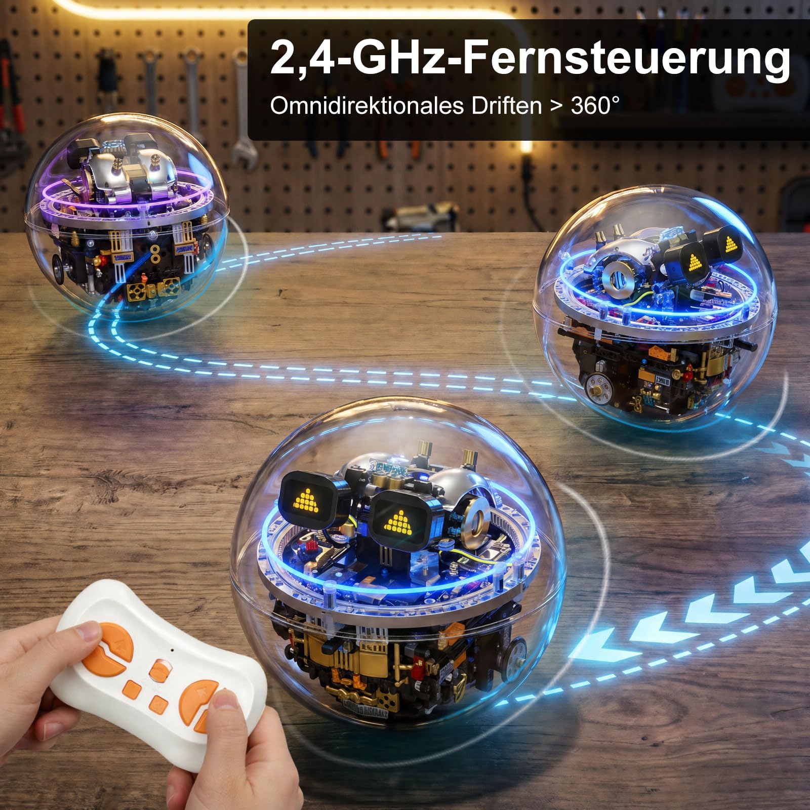 Roboter Bausatz ab 8 Jahren, Programmierbarer STEM Roboter, 804 Teile Technik Spielzeug, APP & RC Steuerung, Sphärischer RC Roboter für Kinder, 17 LED Ausdrücke, Lernspielzeug