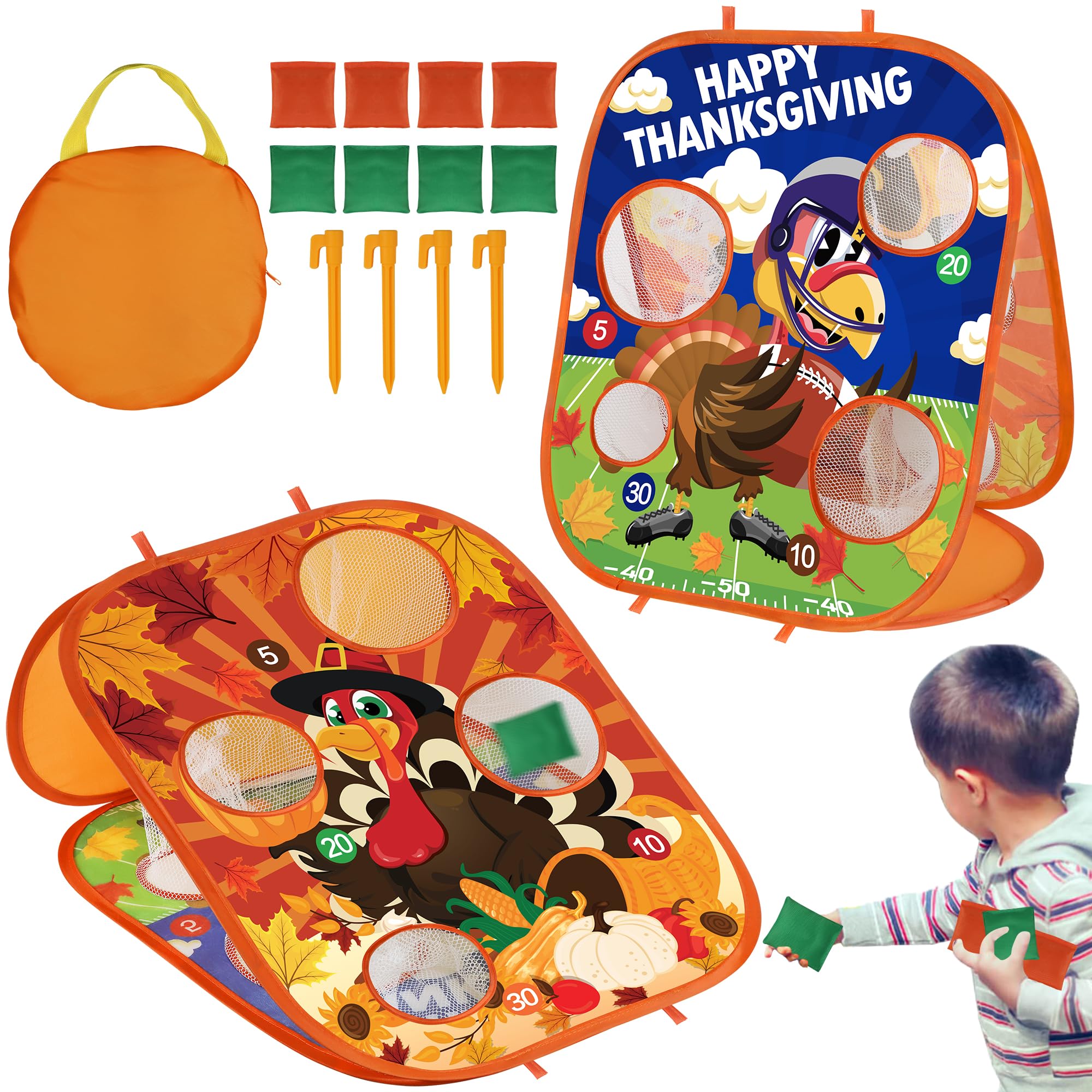 Thanksgiving Bean Bag Toss Games for Kids, Fall Festival Games Turkey Board Outdoor Toys for Toddlers, Thanksgiving Party Favors Activities Carnival Supplies Indoor Yard Games for Boys Girls Family