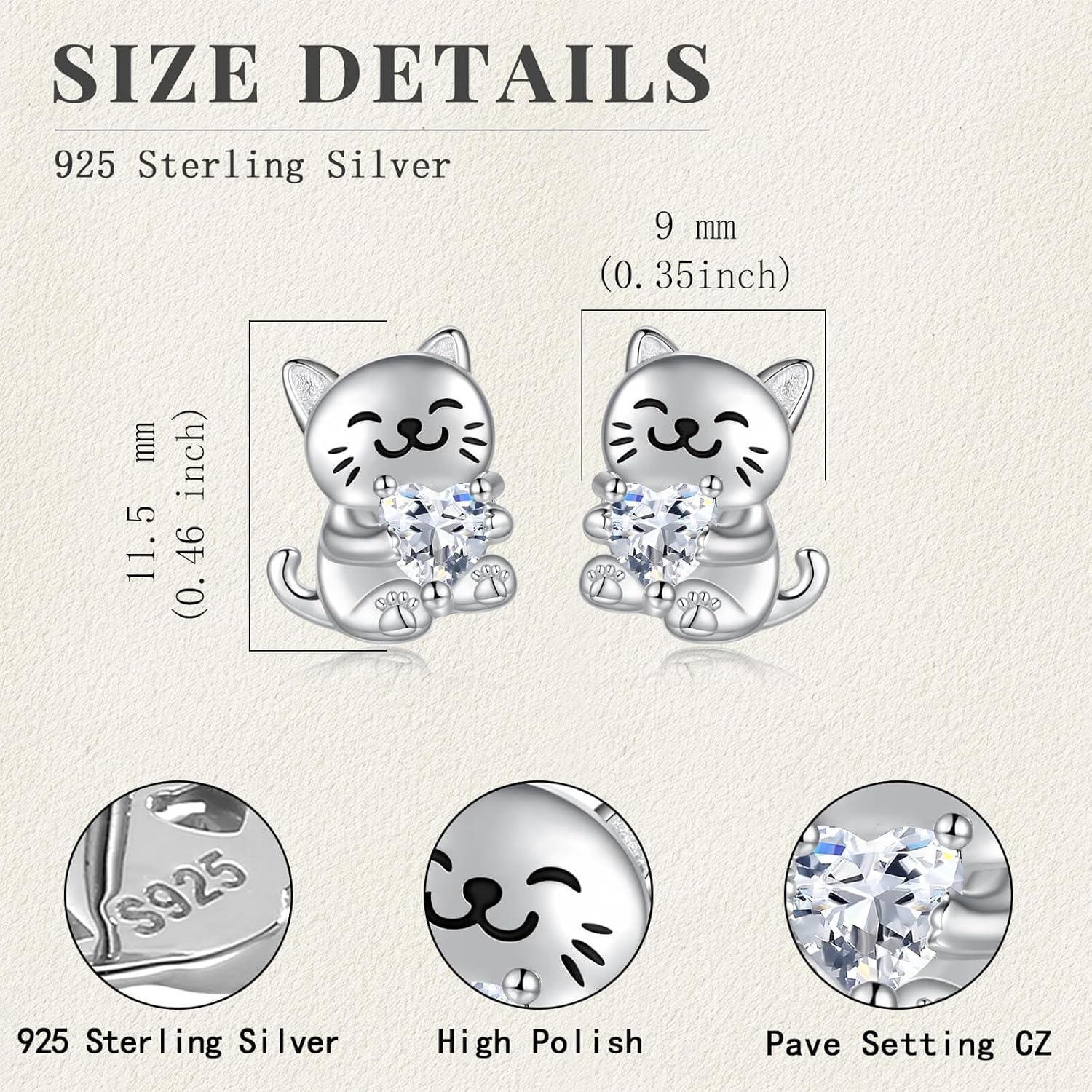Sterling Silver Animal Stud Earrings: Hypoallergenic Cow Bee Axolotl Fox Penguin Cat Bat Bunny Elephant Panda Pig Earrings Cute Jewelry Gifts for Women - Image 7