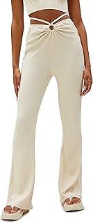 KOTON womens Cut Out Detail Flare Leg Trousers