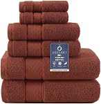COZYART Red Bath Towel Set 6 Piece, Luxury 100% Turkish Cotton 650GSM Hotel Quality, Soft, Absorbent,Towel Sets for Bathroom | 2 Bath Towels 2 Hand Towels 2 Washcloths