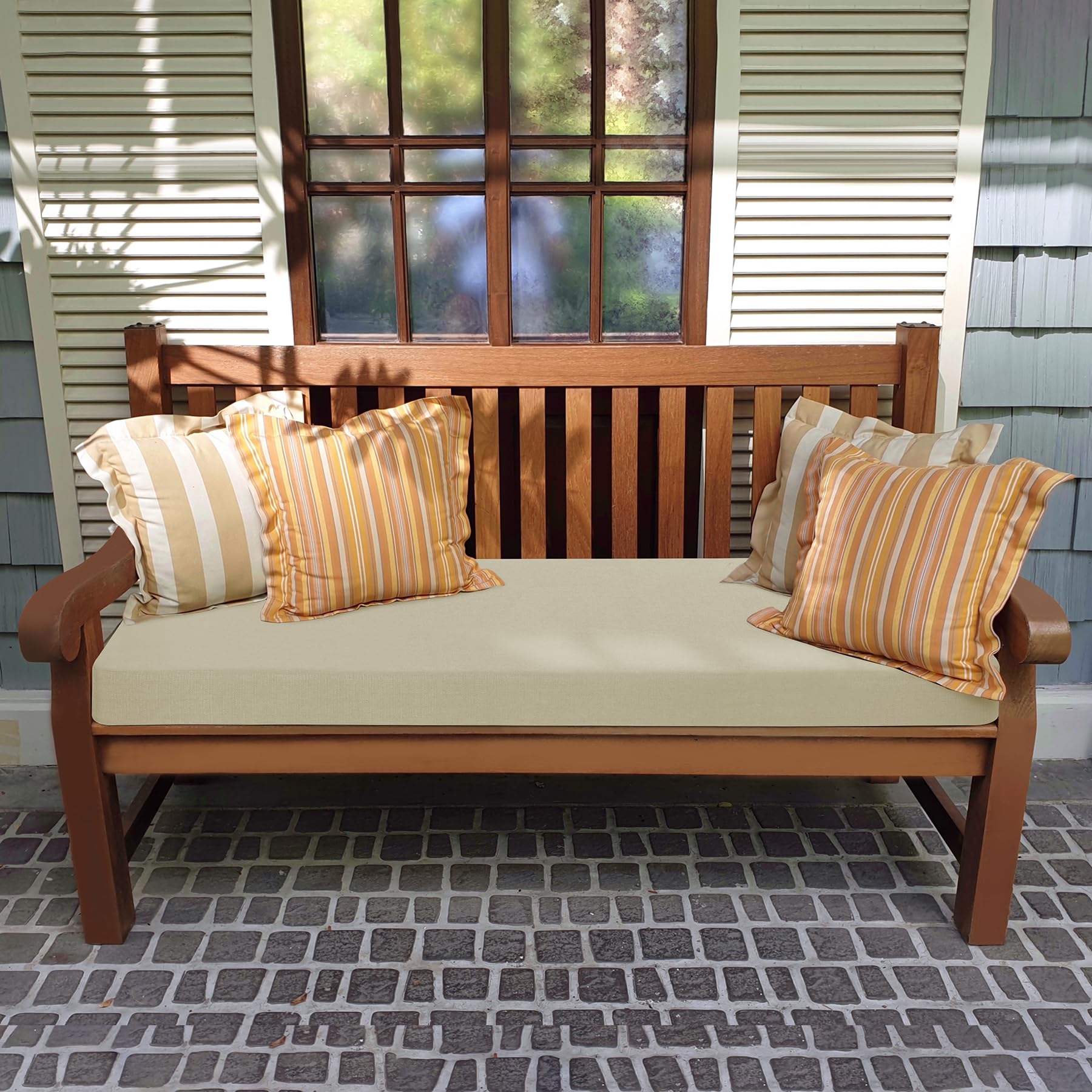 Favoyard Coussin De Banc D'extérieur Imperméable Pour Mobilier De Terrasse, 140 X 45,7 Cm, Résistance Des Couleurs Pendant 3 Ans, Canapé De Jardin, Canapé Balancelle Avec Poignée Et Sangles Réglables