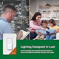 Vista 8 de Lutron Diva LED+ Interruptor Regulador de Luz para Bombillas LED Regulables, Halógenas e Incandescentes, 150 Vatios, Unipolar o 3 Vías, Almendra