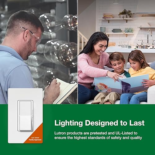 Miniatura 9 de Regulador de intensidad para luces LEDCFL Lutron Diva con placa de fijación DVWCL-153PH-WH 1500watts