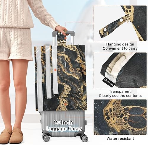 Miniatura 2 de Black Gold Marble Seamless Figure 3 Set Packing Travel Bags Waterproof Closet Organizer Storage Organizers For Travel Organizers And Storage