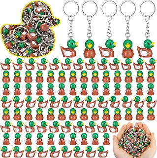 Ecation 100 Pcs Luminous Mini Mallard Keychains Glow in The Dark Resin Duck 3D Tiny Key Chains Bulk Small Animal Pendant for Holiday Gifts Birthday Party Favors