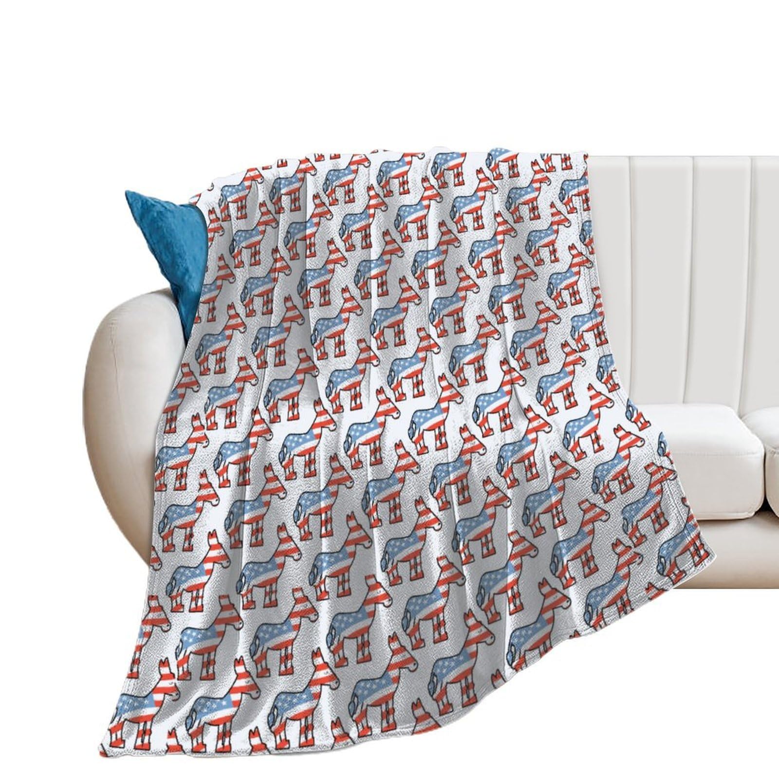 OUTBDNVFSA Democrat Donkey Pattern Throw Blanket Lightweight Summer Blankets for Bed Sofa Camping Travel