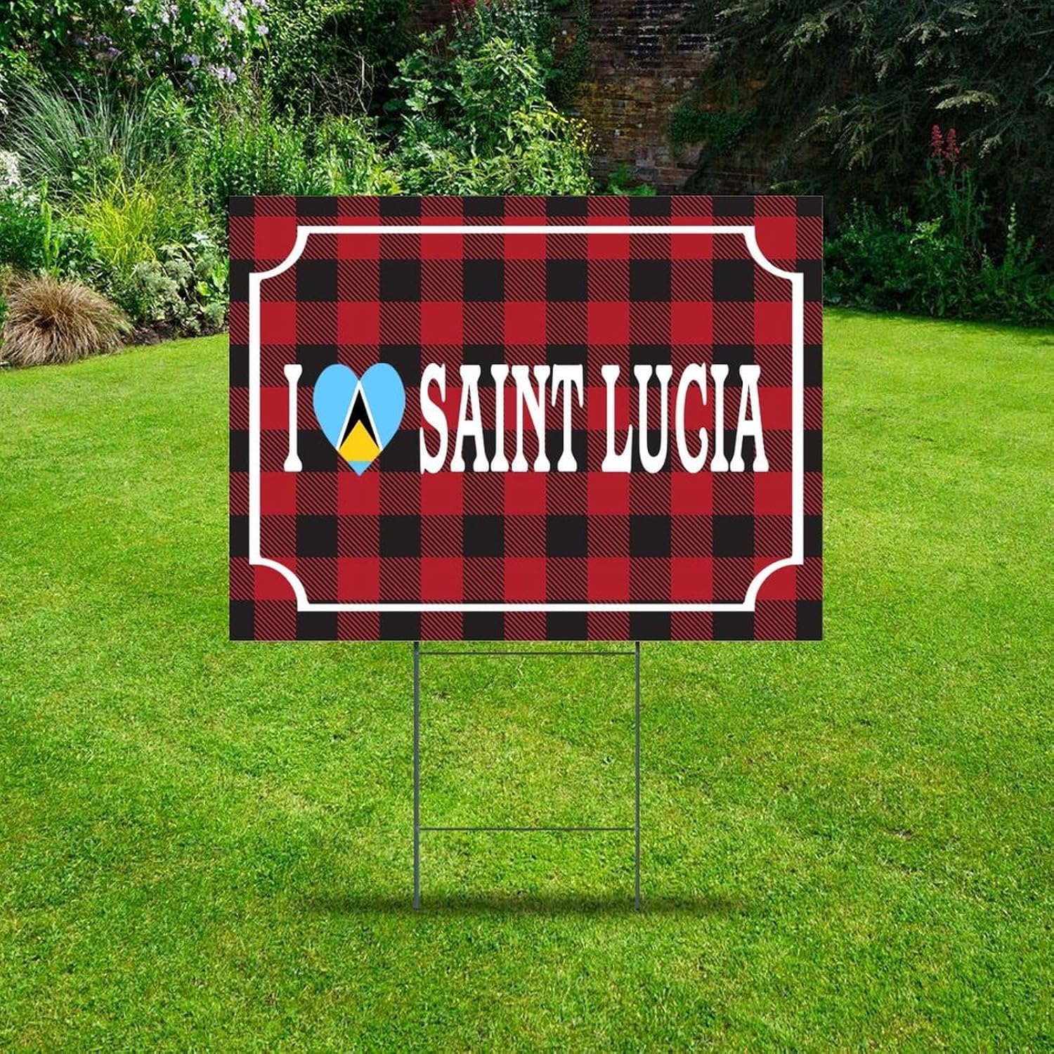 I Love Spain Yard Lawn Sign 18x24 Inch Flag Sports Bar Party Events Custom Lawn Signs with Stakes for Political Anniversary Party Supplies Décor