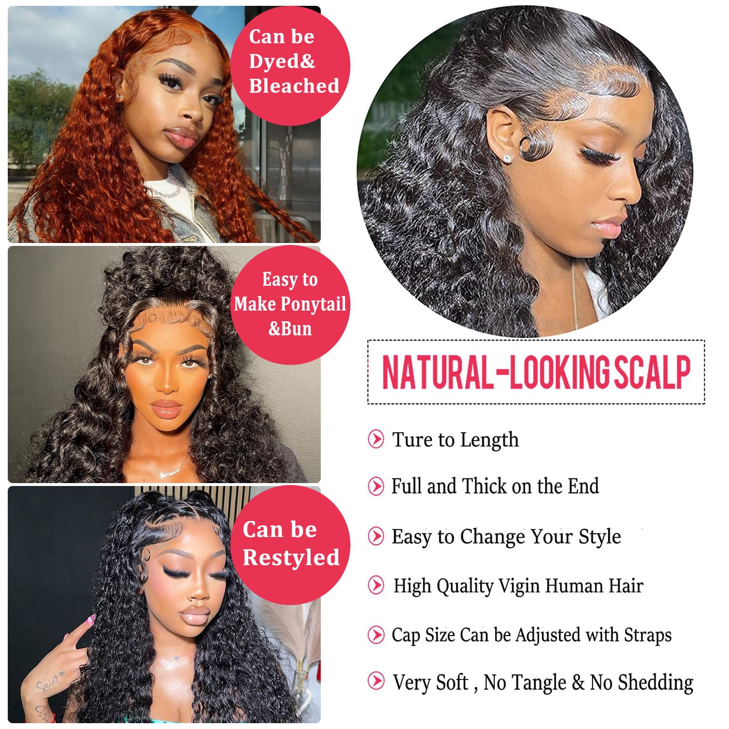 Amazon.com : Chsxc 22 Inch 13x4 Deep Wave Lace Front Wigs  display picture 2
