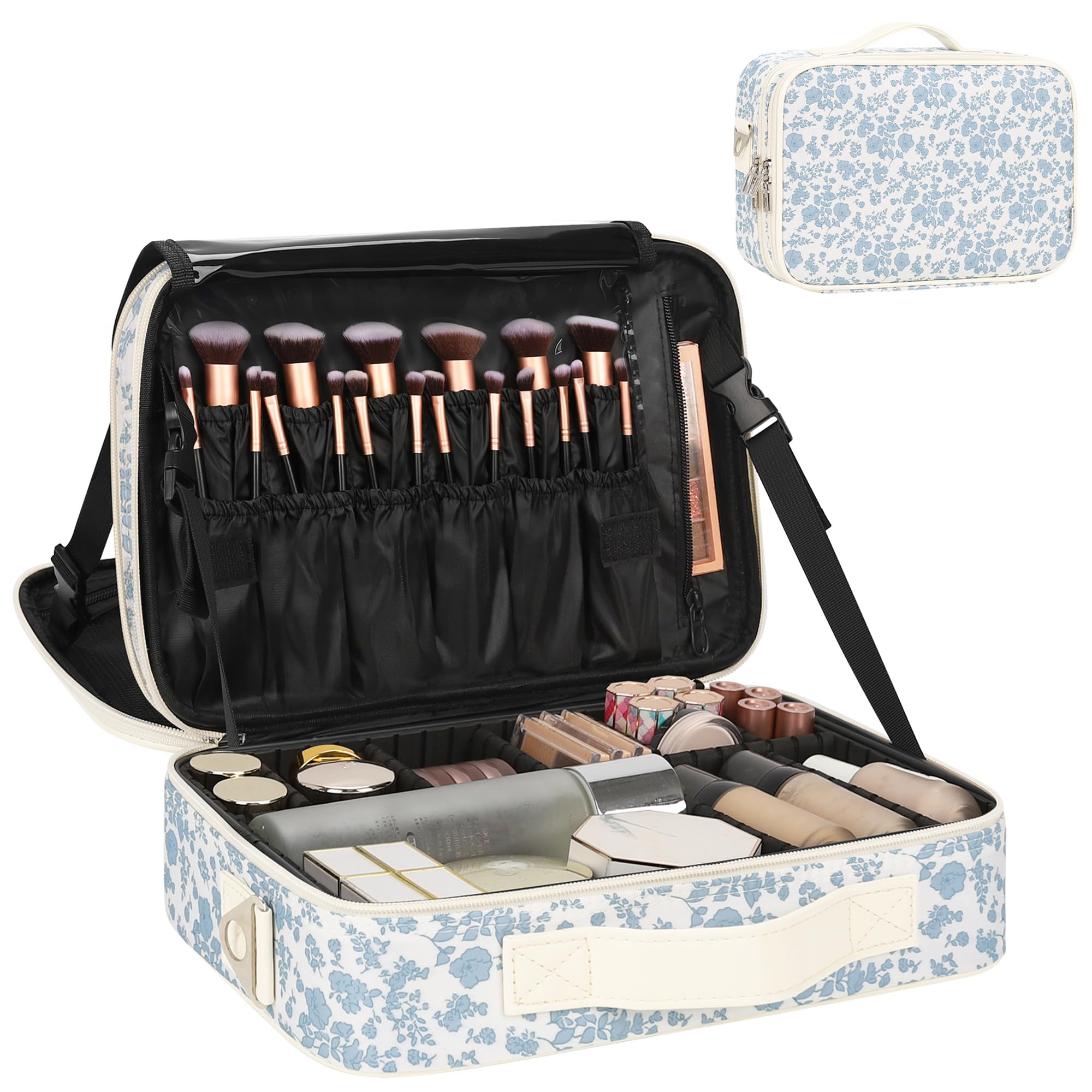 Relavel Rolling Makeup Case, Makeup Backpack Professional Makeup Artist Train Case