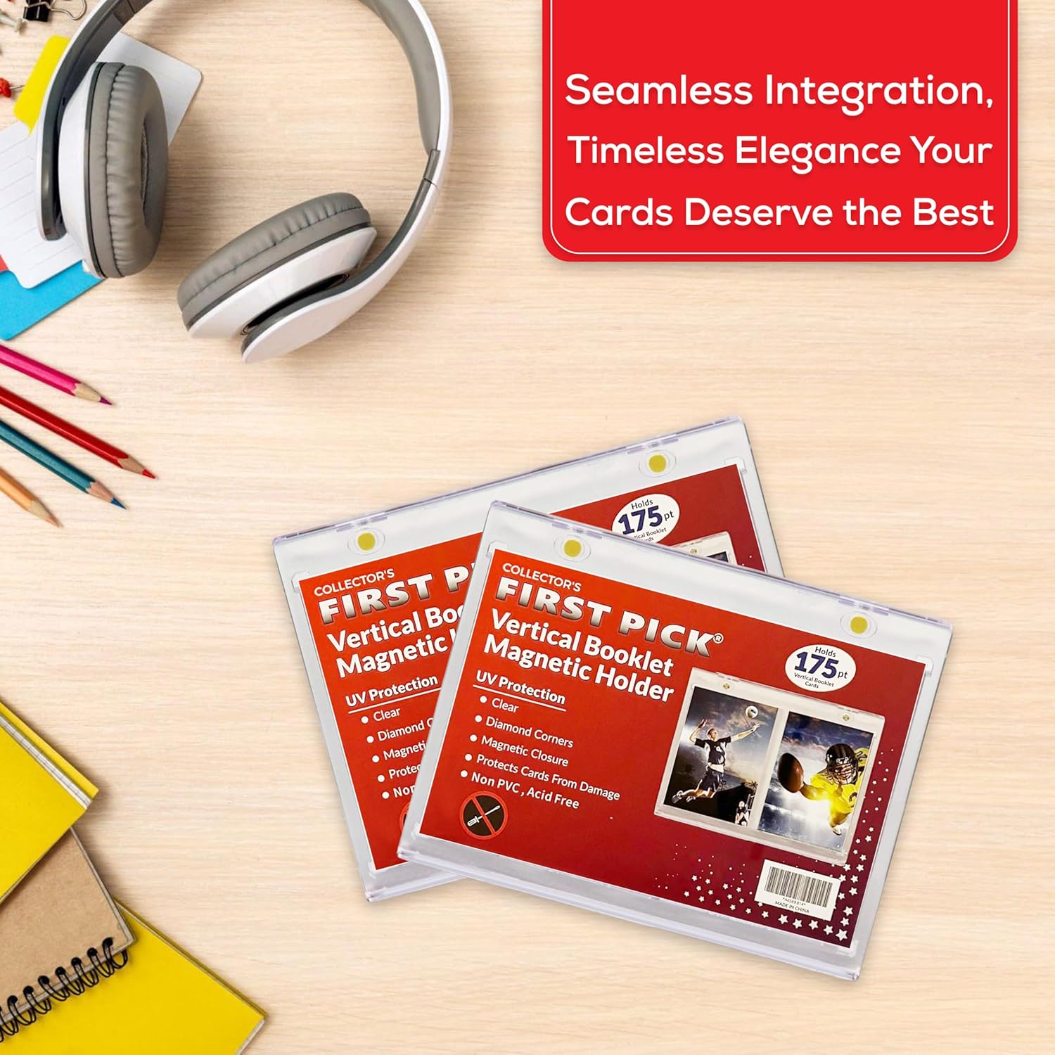 Collector's First Pick 10-PACK 175pt Vertical Booklet Magnetic Card Holder Case - UV Protection - 175 PT PVC FREE - Great Fit For National Treasures, Flawless, Playbook Cards and More