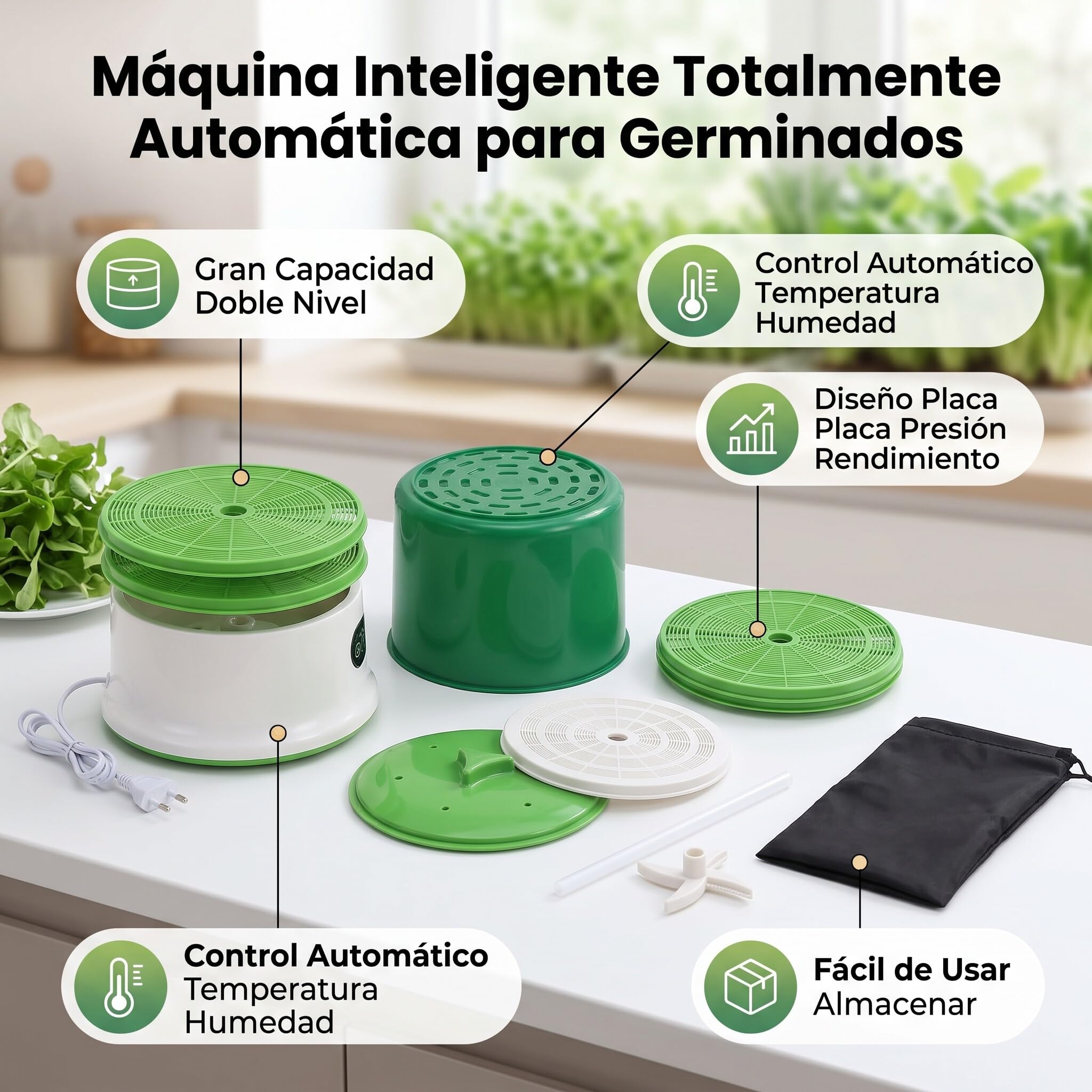 Macchina per Germogli di Fagioli Macchina per Germogli di Fagioli Macchina per la Germinazione dei Semi Macchina per la Germinazione dei Germogli di Semi Completamente Automatica (Spina UE 220V)
