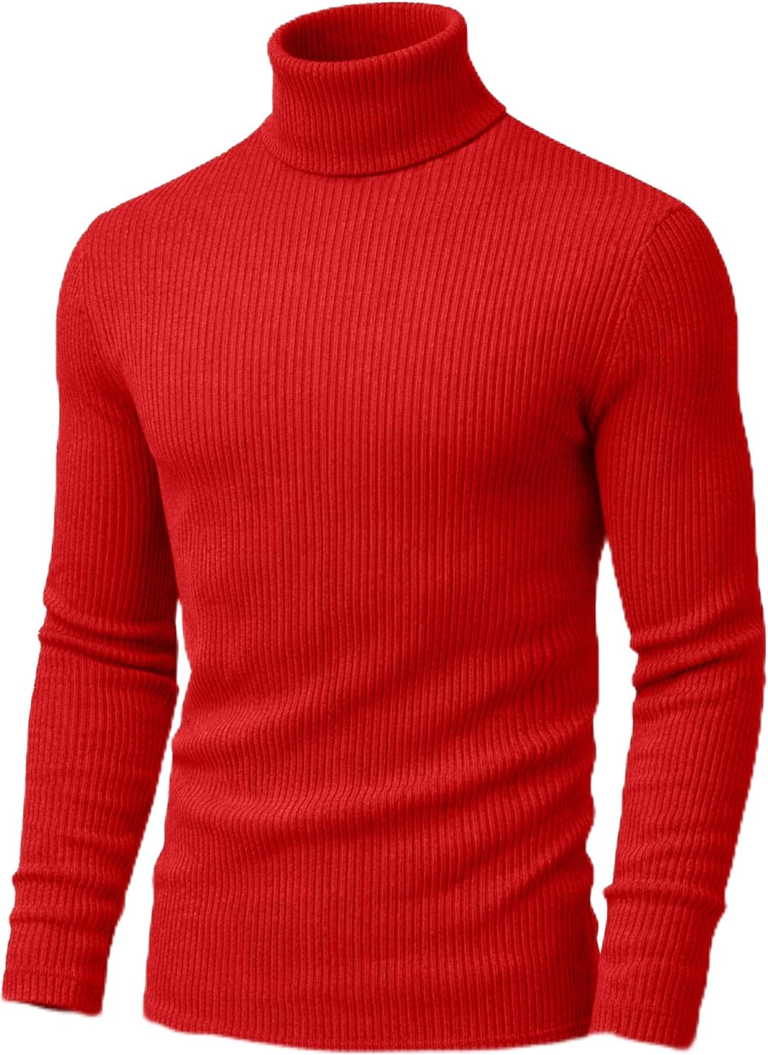 URBAN BUCK Turtleneck Men Long Sleeve Knitted Shirt - Ultra Soft Cotton Slim Fit Ribbed Turtle Neck Sweater for Men