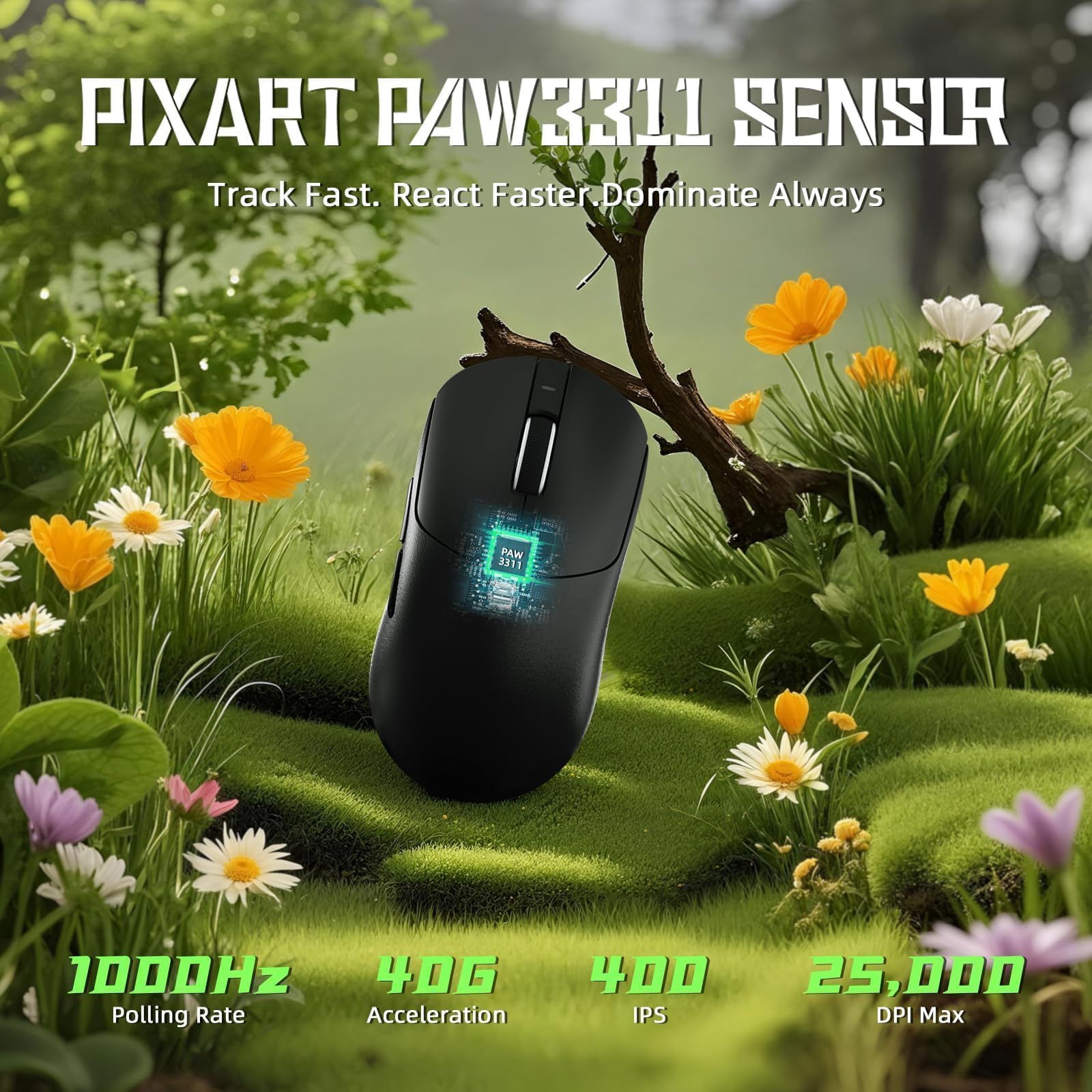 ATTACK SHARK X8 SE Ratón Gaming Inalámbrico, Peso Ligero 55g, Sensor PAW3311, Chip BK52820, 25,000 dpi, BT/2.4G/USB-C, 80 Millones de Clics, Batería 500mAh, Driver Web para PC/Mac– Negro