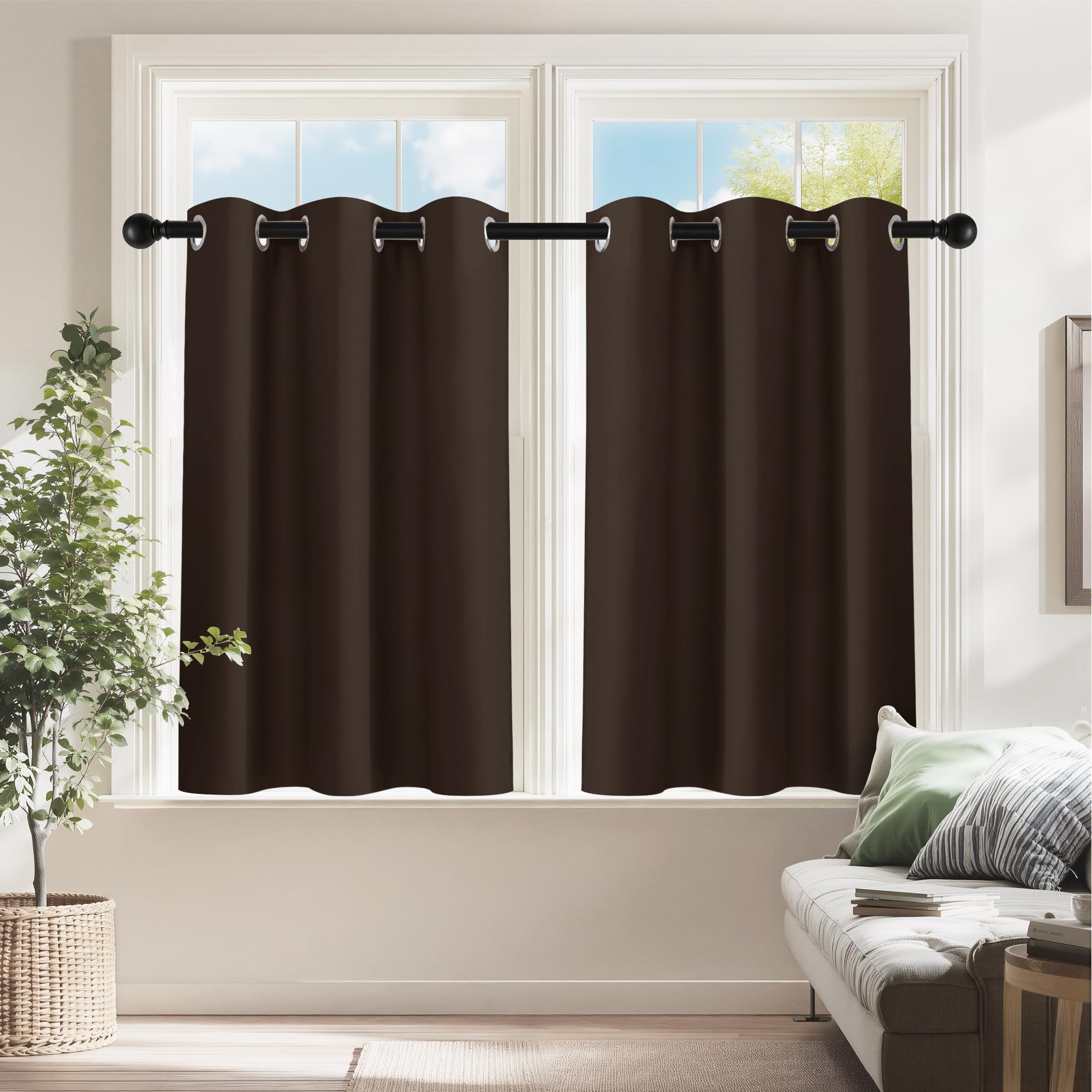 PONY DANCE Blackout Small Curtains 36 inch 2 Panels Set, W 42 x L 36 inches