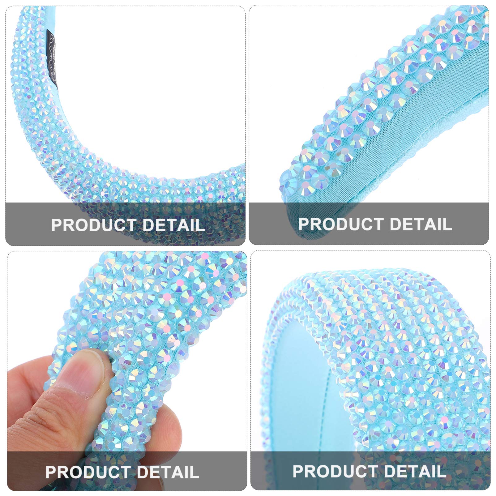 minkissy 3piezas Anillo De Pelo De Cristales Brillantes Acolchado Para Mujer Diadema De Amplio Accesorio Elegante Para Fiestas y Uso Diario