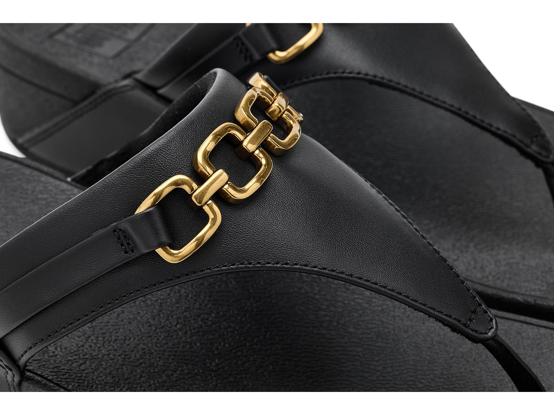 Fitflop Lulu Square-chain Leather Toe-post Sandals SandaleFemme | Tongs confortables d'été décontractées avec semelle extérieure en caoutchouc antidérapant