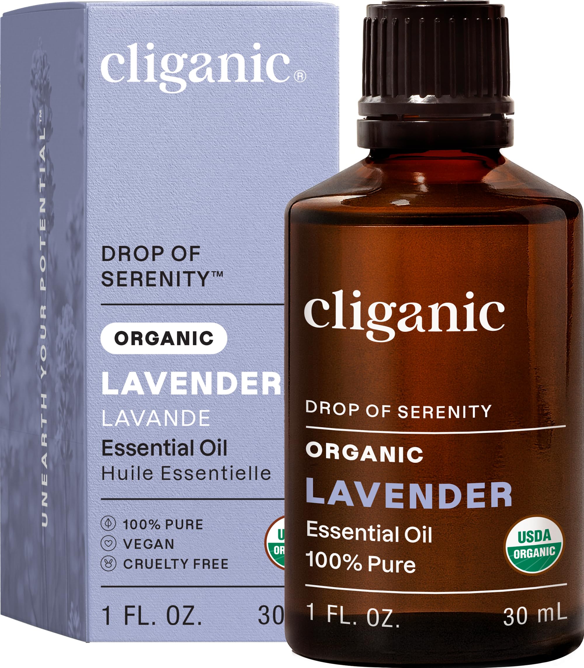 Cliganic Organic Lavender Essential Oil, 1oz - 100% Pure Natural Undiluted, for Aromatherapy Diffuser | Non-GMO Verified (Packaging May Vary)