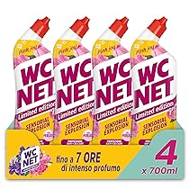 Wc Net – Limited Edition Pink Joy, Detergente Liquido per Sanitari, Essenza Peonia e Muschio Bianco, Prevenzione Calcare e Igienizzante per WC, 700 ml x 4 Confezioni