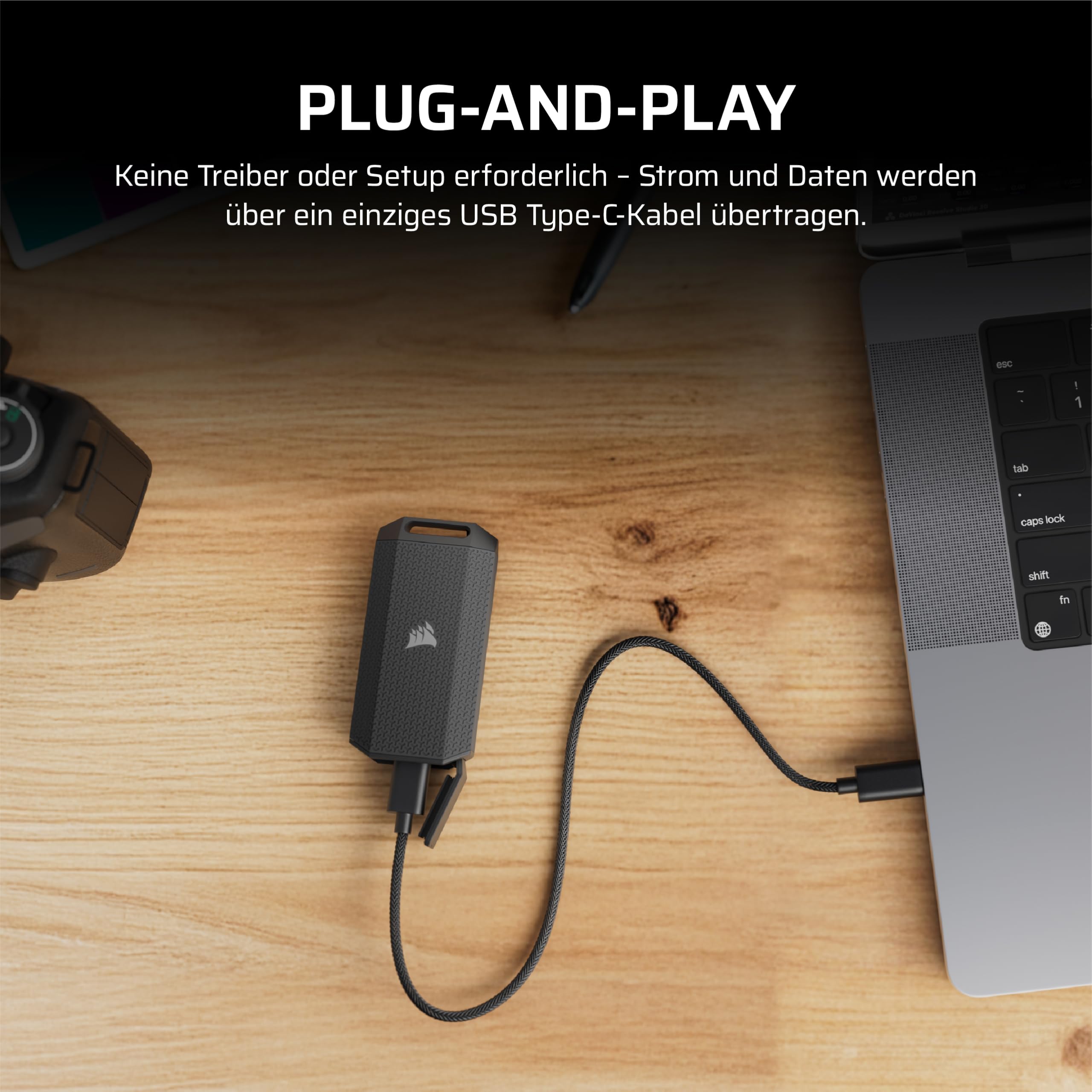 Corsair EX400U Survivor 4TB USB4 Externe SSD – Bis zu 4.000 MB/s, IP55-Schutztyp, Plug & Play für PC, Mac und iPad – Schwarz