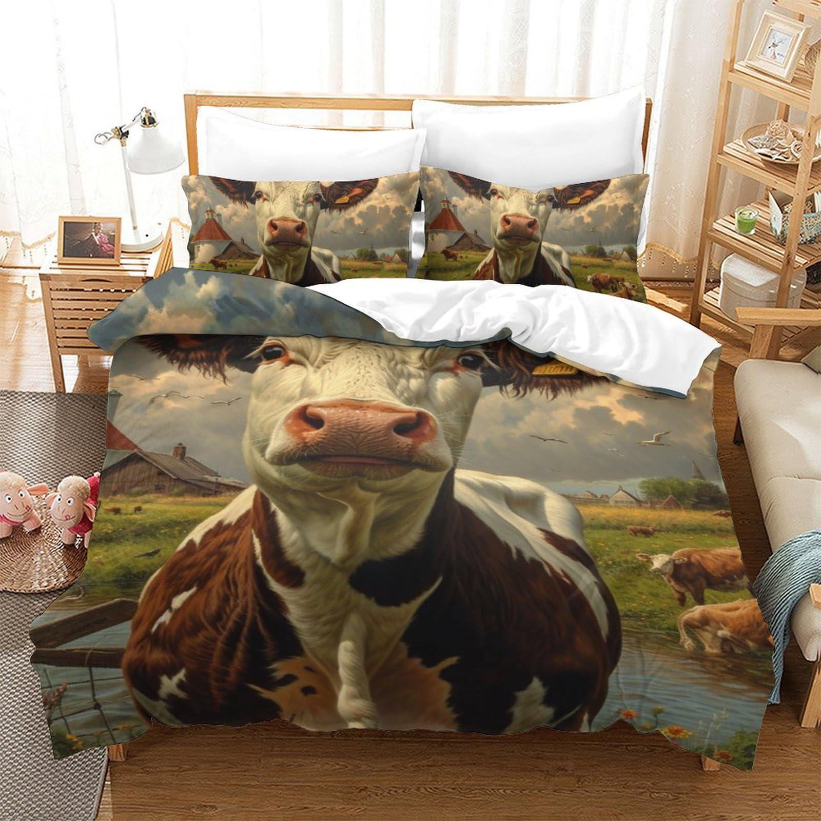Housse de couette vache 140x200cm pour décorer une chambre d'enfant cocooning