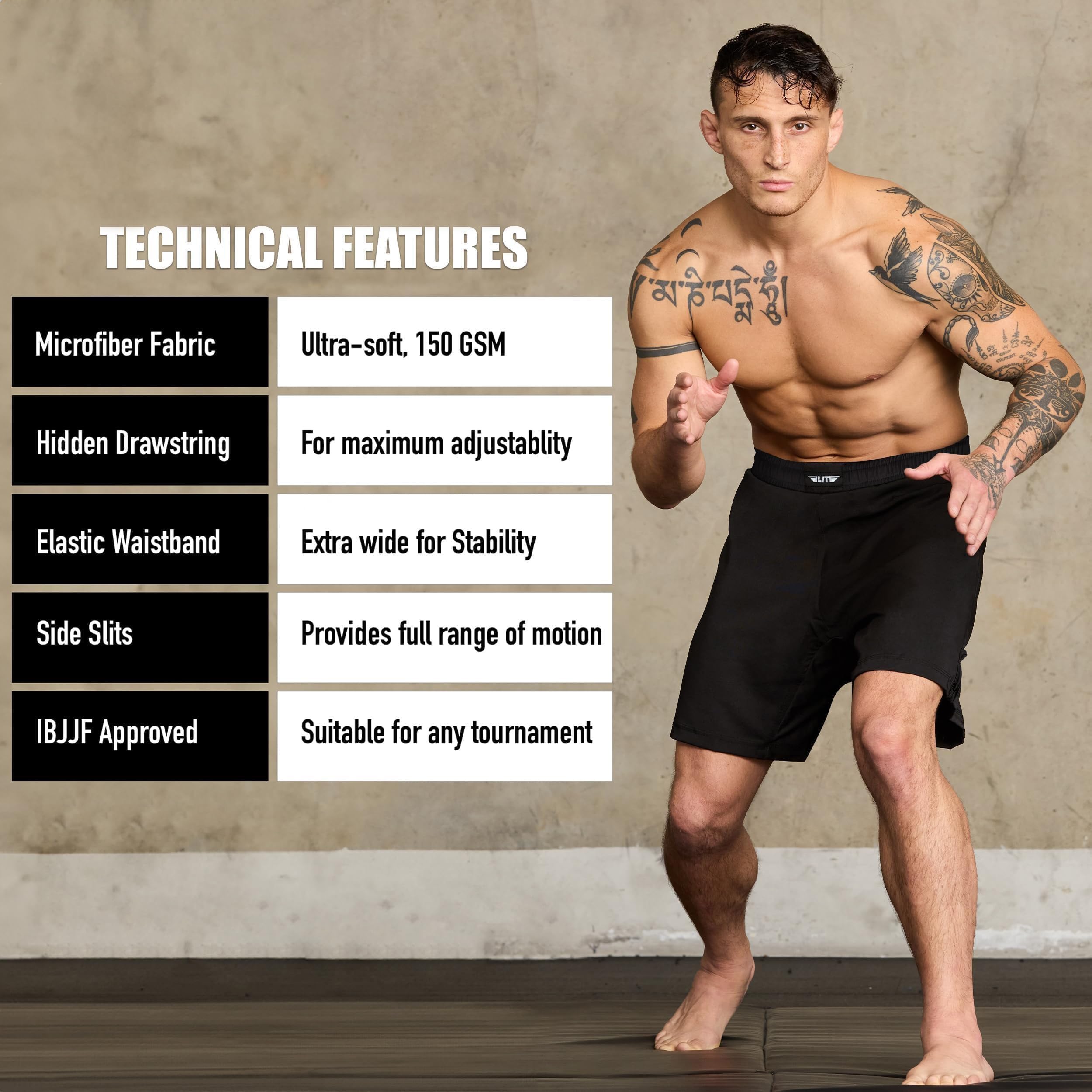 BJJ Shorts for Men No-Gi Jiu Jitsu Grappling Muay Thai Shorts Boxing Kickboxing MMA Fight Shorts CageUFC Training Shorts product thumbnail 7
