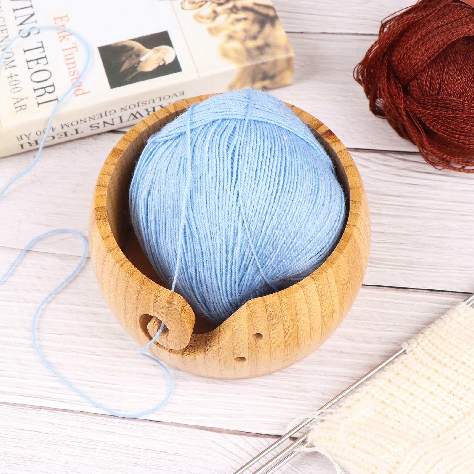 Bol En Bois Pour Fil à Tricoter - Avec Trou Pour Crochet - Ant-Enmêlement - Fait Main - 10
