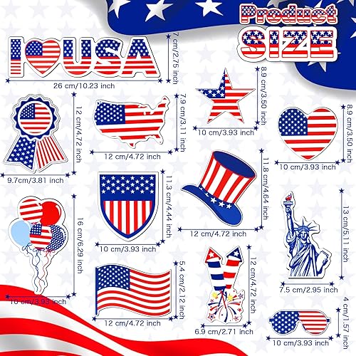 Miniatura 3 de Weewooday 12 imanes para refrigerador con la bandera estadounidense, imanes del 4 de julio, 250 aniversario, Día patriótico de Estados Unidos, Día