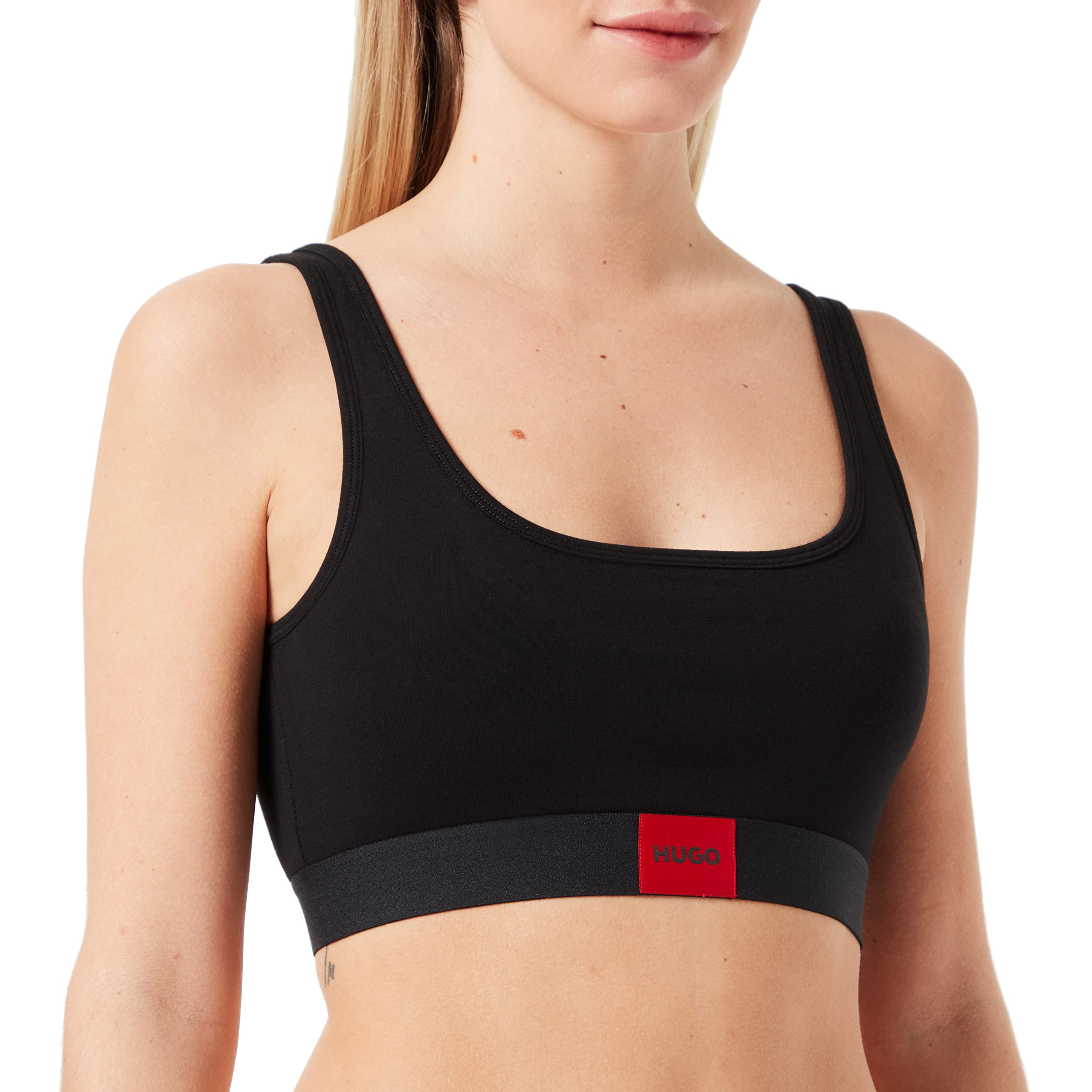 Hugo Women's Black Red Logo Label Bralette in Size 10, Sports Direct