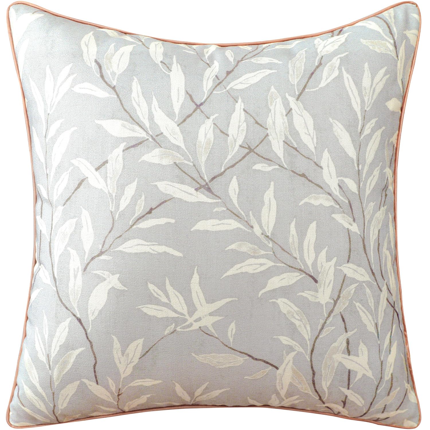 VOGOL Pack of 1 Leaf Print Cushion Covers, 45 x 45 cm Farmhouse Style Decorative Pillowcases for Bedroom Living Room, Square Pillow Cases for Sofa Couch Bed Chair, Gray