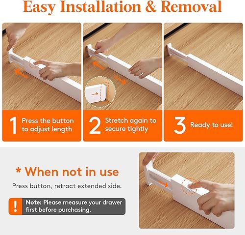 Miniatura 5 de Lifewit Paquete de 5 separadores de cajones de ropa de 2.36 pulgadas de alto, 11 a 17 pulgadas, organizador de cajones ajustables para ropa,