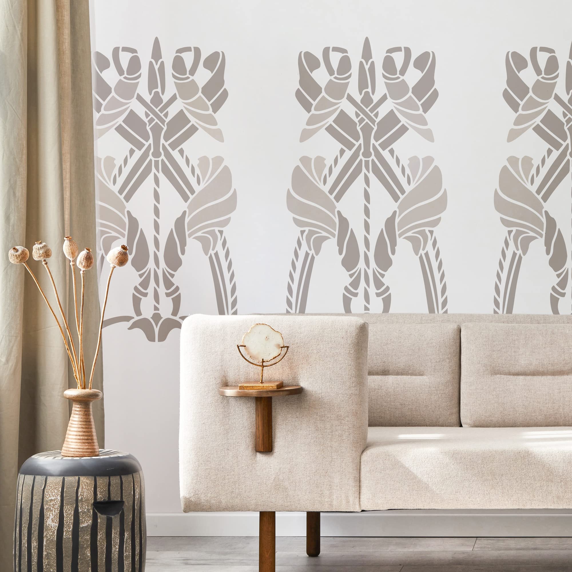 NAKLEO Wall Painting Stencil Large Size, 59x95cm Oasis Moroccan Reusable Plastic Template, Geometric Pattern Wallpaper, DIY Home Decor Craft, Wood Floor Furniture