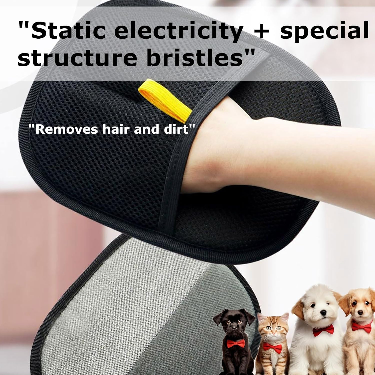 Kivori Pet Grooming Gloves, Kivori Electrostatic Gloves Pet Hair, Dual-Sided Grooming Glove for Dogs & Cats, Reusable Pet Hair Removal Glove for Furniture, Clothes & Car Seats (1 PCS) - Image 3