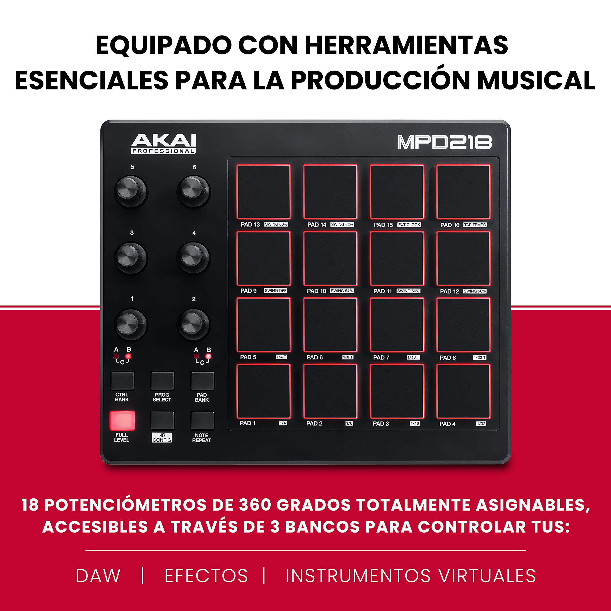 AKAI Professional MPD218 + M-Audio Keystation Mini 32 - Controlador de pads MIDI USB portátil con 16 pads MPC + Teclado Controlador MIDI USB de 32 teclas