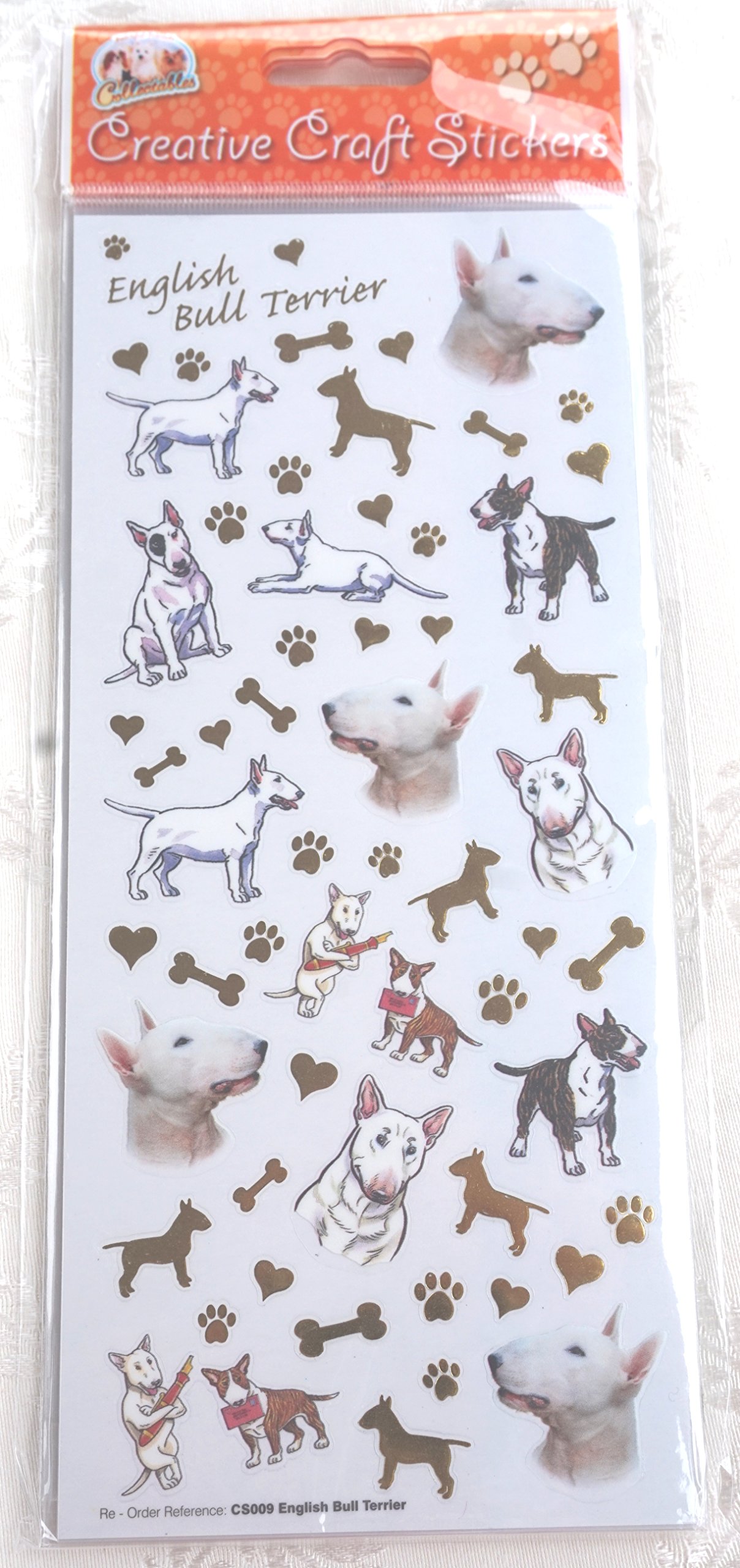 Faithful Friends Dog Breed Craft Stickers - English Bull Terrier - For Scrapbooking, Card Craft Etc