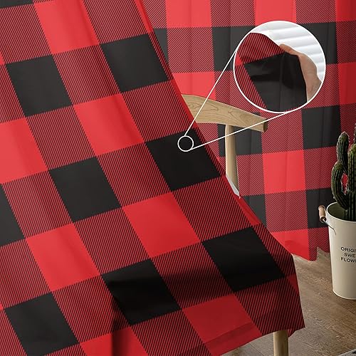 Miniatura 5 de Cortinas traslúcidas rojas de 72 pulgadas de largo, juego de 2 paneles de cortinas semitransparentes con bolsillo para barra de cortina para sala de