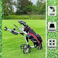 Vista 9 de V2 - Carrito de golf plegable pequeño, rueda delantera, carrito de golf, soporte para paraguas y soporte para bebidas incluido