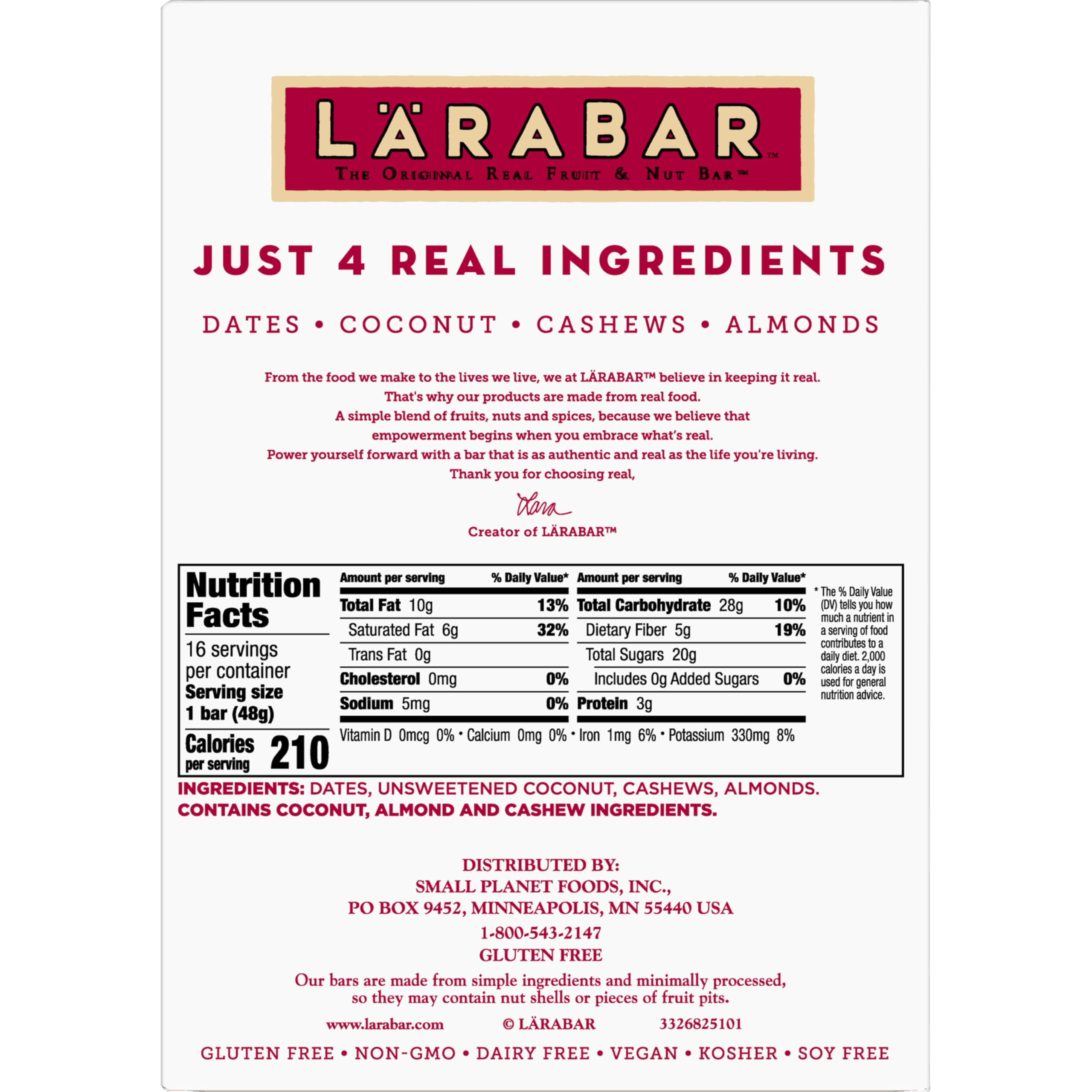 LARABAR BAR,COCONUT CREAM, 1.7 OZ CASE_16 by LRABAR
