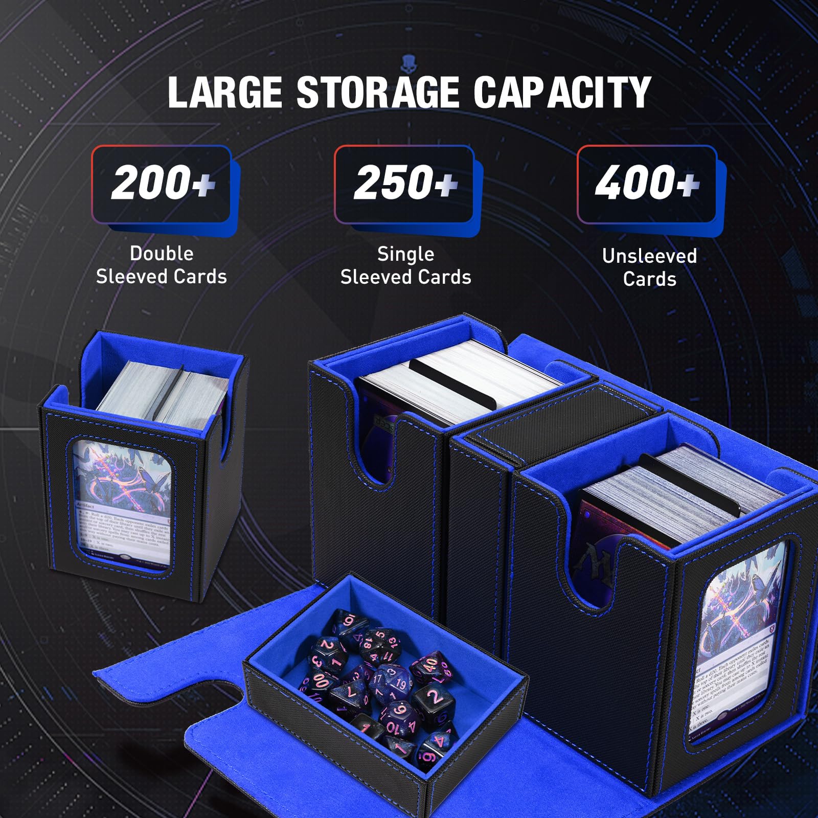 TiMOVO Boîte De Jeu Du Commandant, MTG Etui à Cartes En Cuir Magnétique Pour 200