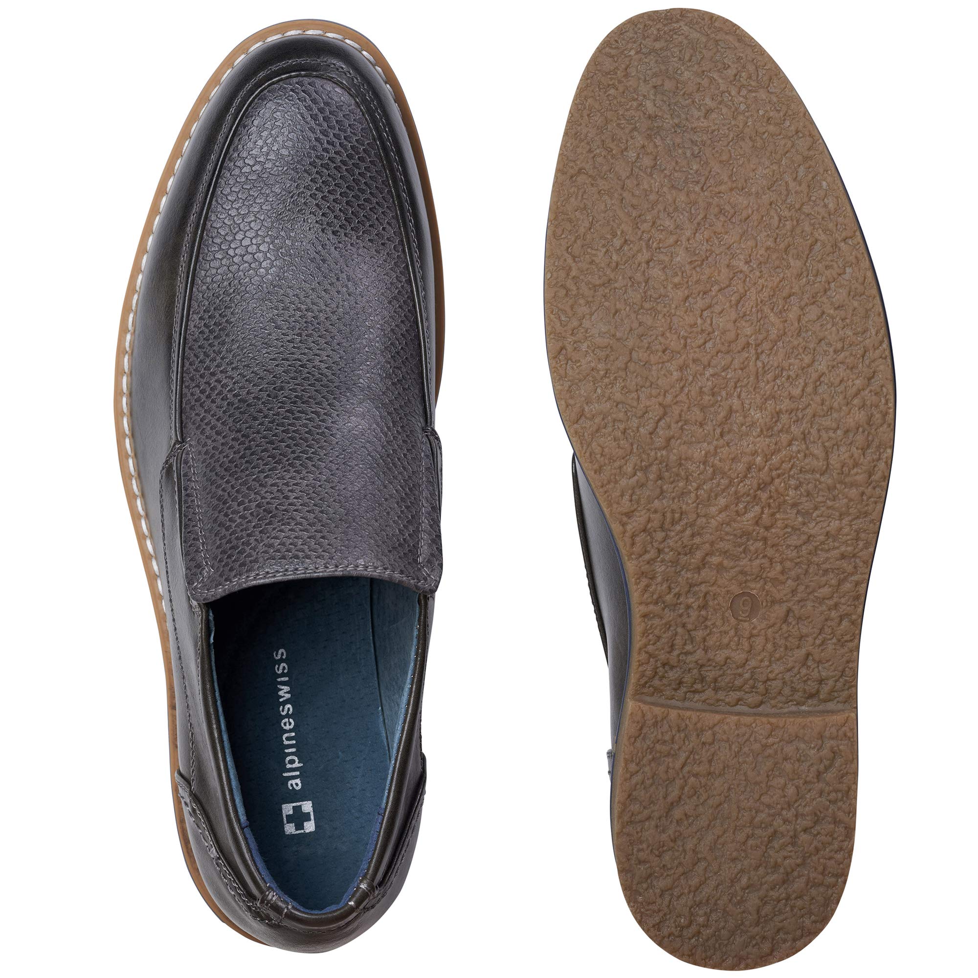 alpine swiss Carter Mocasines sin cordones para hombre, zapatos de vestir de piel de serpiente