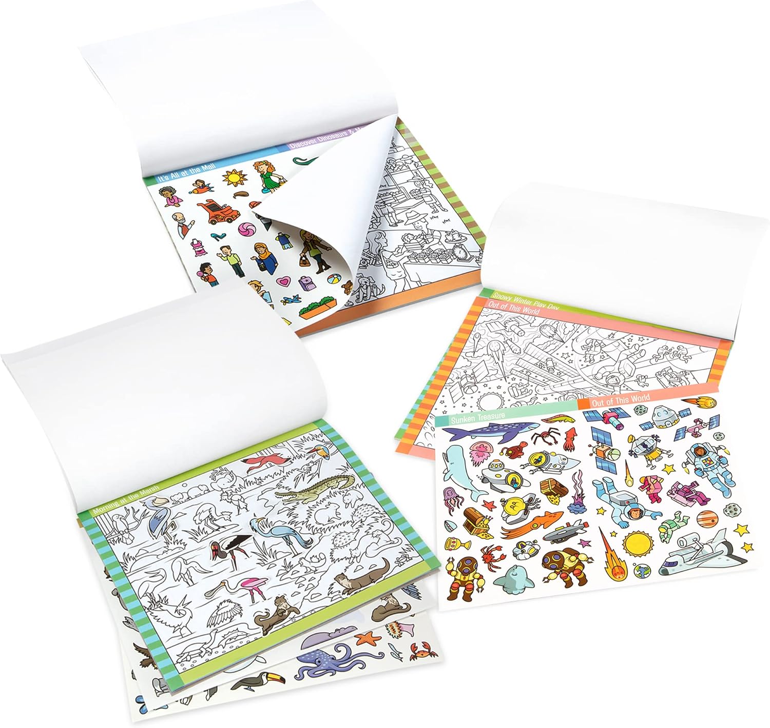 Melissa & Doug Seek & Find Sticker Pad 3-Pack, Around Town, Adventure, Animals, Each Includes 400+ Stickers, 14 Scenes to Color, 14" H x 11.1" W x 0.2"