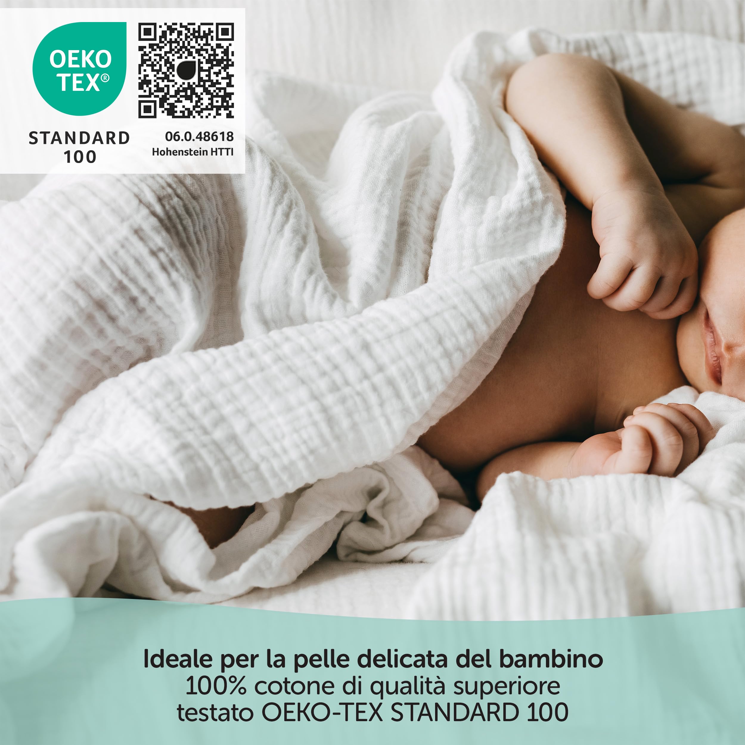 MAKIAN - Mussole Neonato 80x80cm - Mussole Cotone 100% - Teli in Mussola Qualità Premium Conf. da 6, Testati OEKO-TEX® Standard 100 - Grafite, Grigio, Bianco