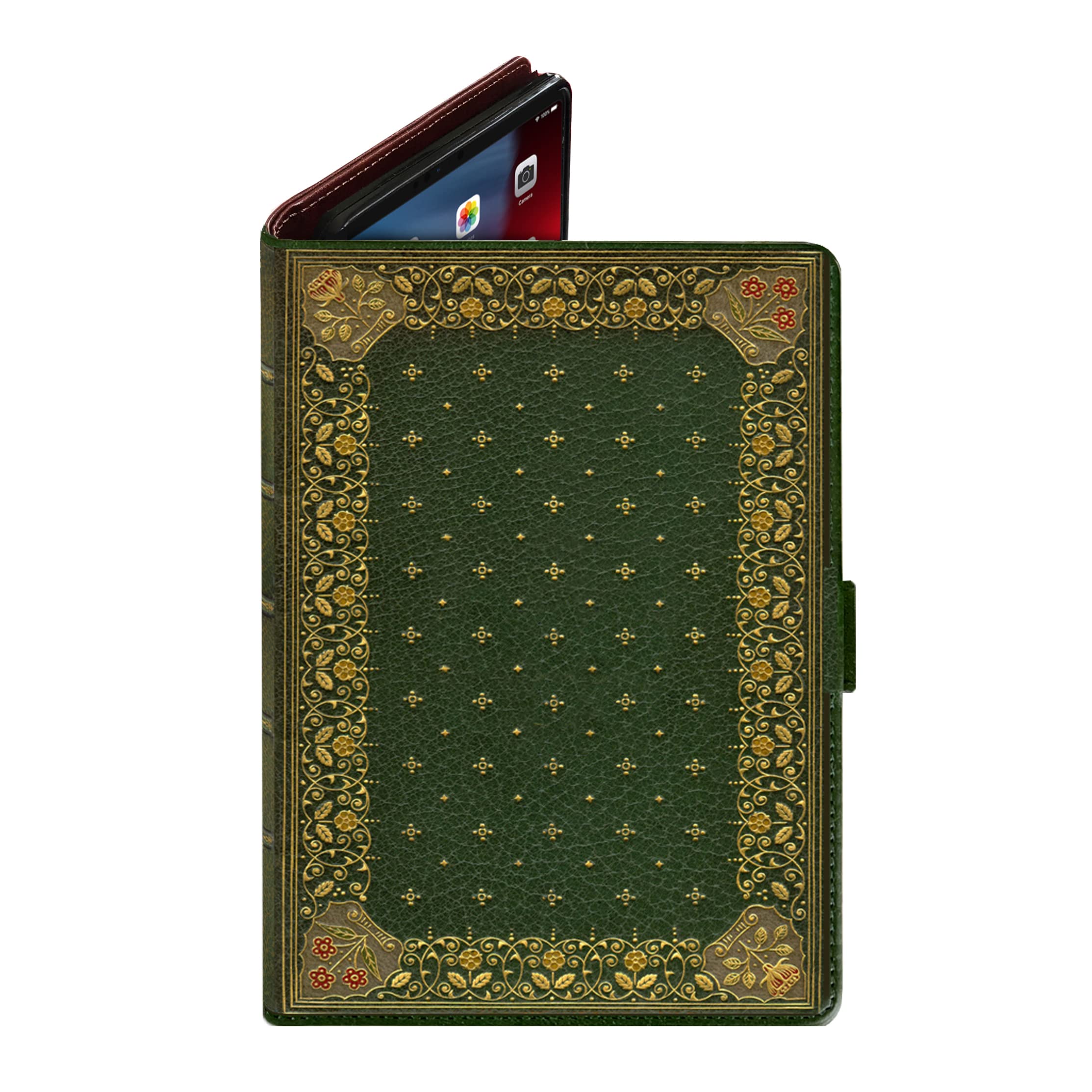 KleverCaseUniversal Book Look ipad, Kindle Fire and 7 to 10 Inch Tablet Case (Ornate Olive Green (9-10 Inch Size))
