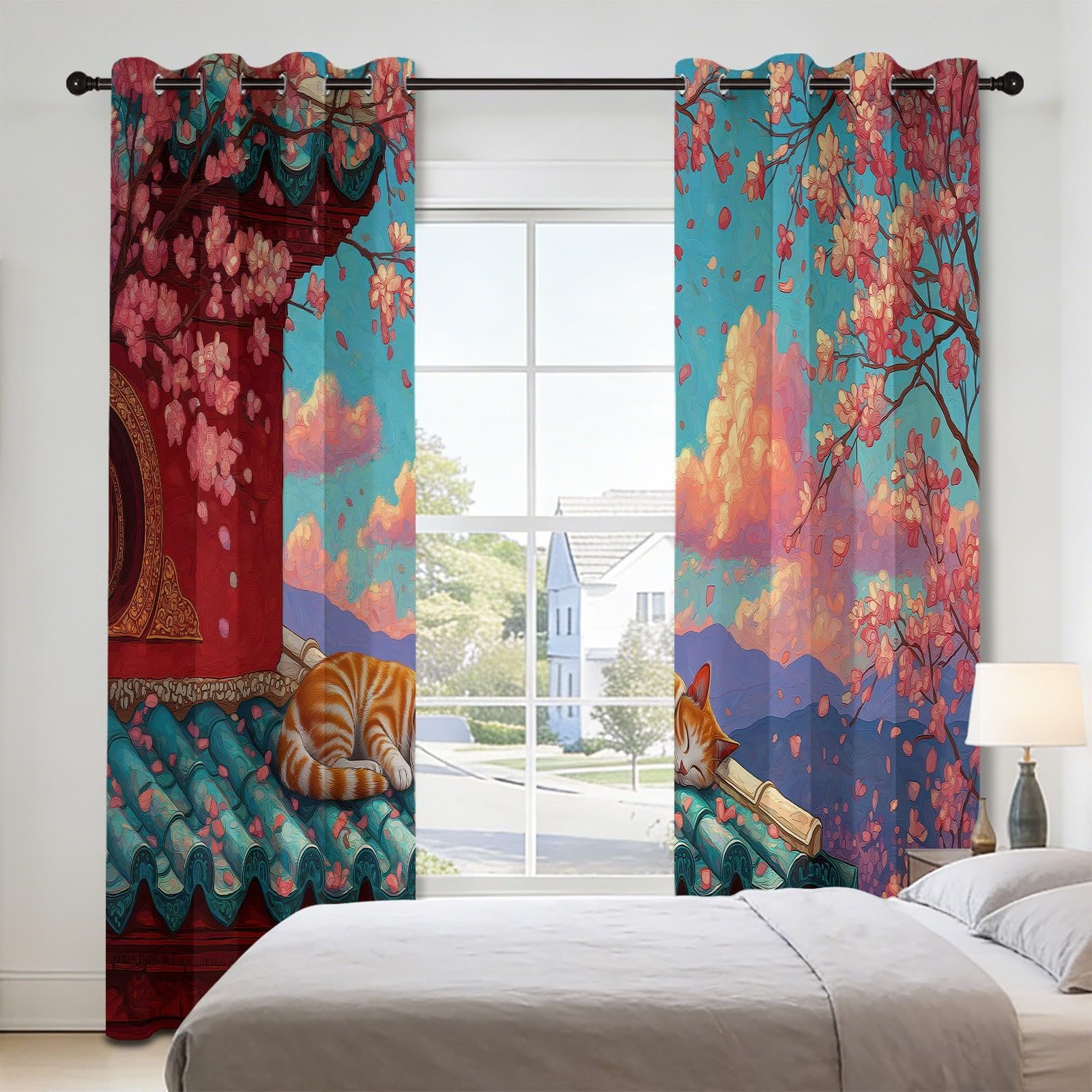 Cortina térmica con ojales, lote de 2 117 x 138 cm, multicolor
