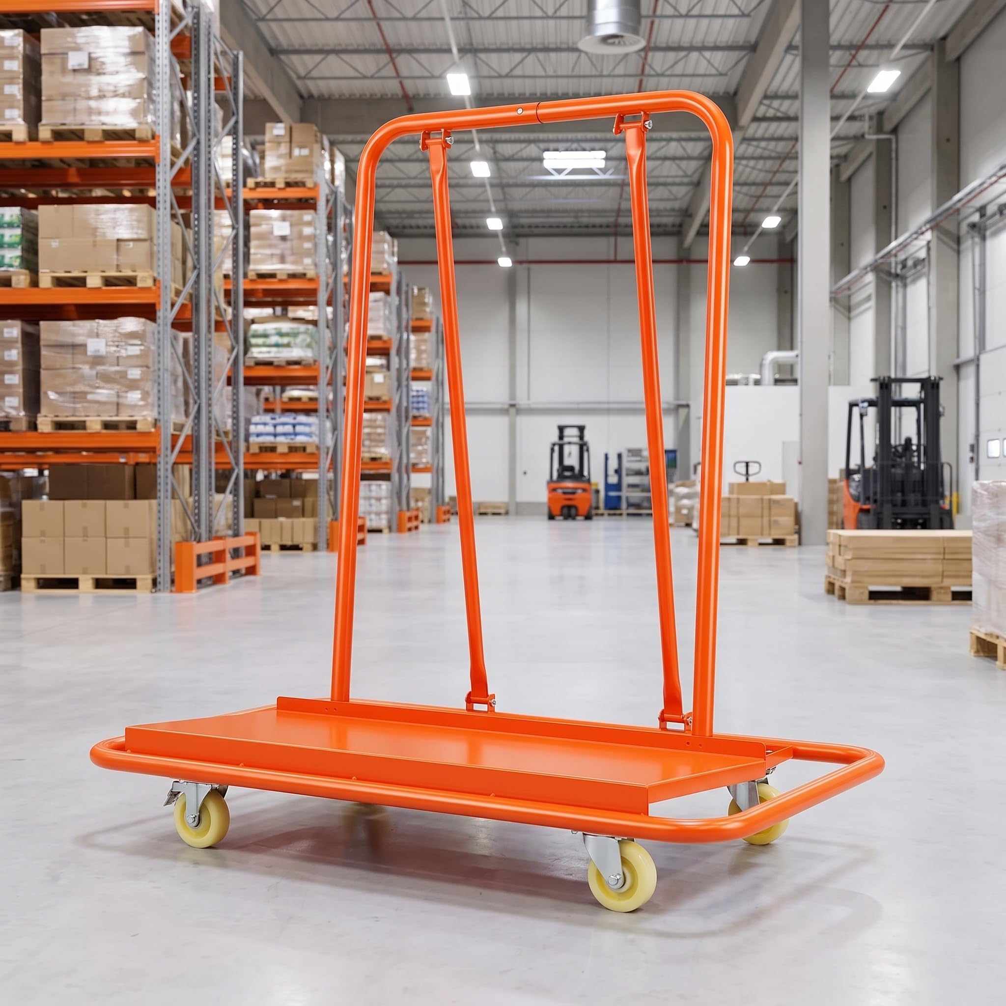 Carrello per Cartongesso Resistente con 4 Ruote Piroettanti Silenziose, Ideale per Il Trasporto di Pannelli in Cartongesso, Carrello per Fabbriche, Magazzini E Negozi Express - Carrello