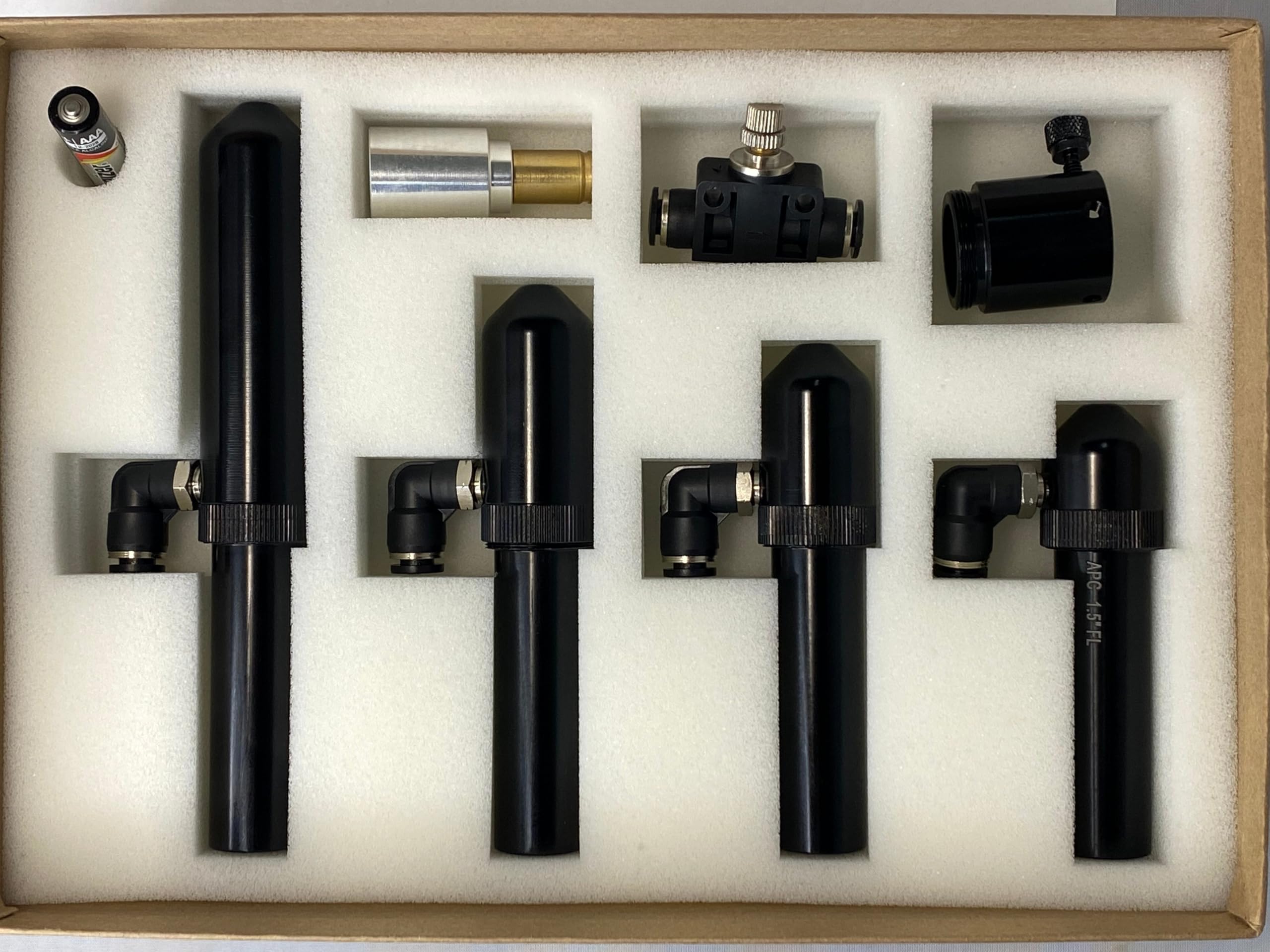 American Photonics Co2 Laser Lens Tubes with 20mm Diameter ZnSe Focus Lens Boss 6 Piece Kit W/nozzles, Alignment, and Adapter 38.1| 50.8| 63.5| 101.6 mm